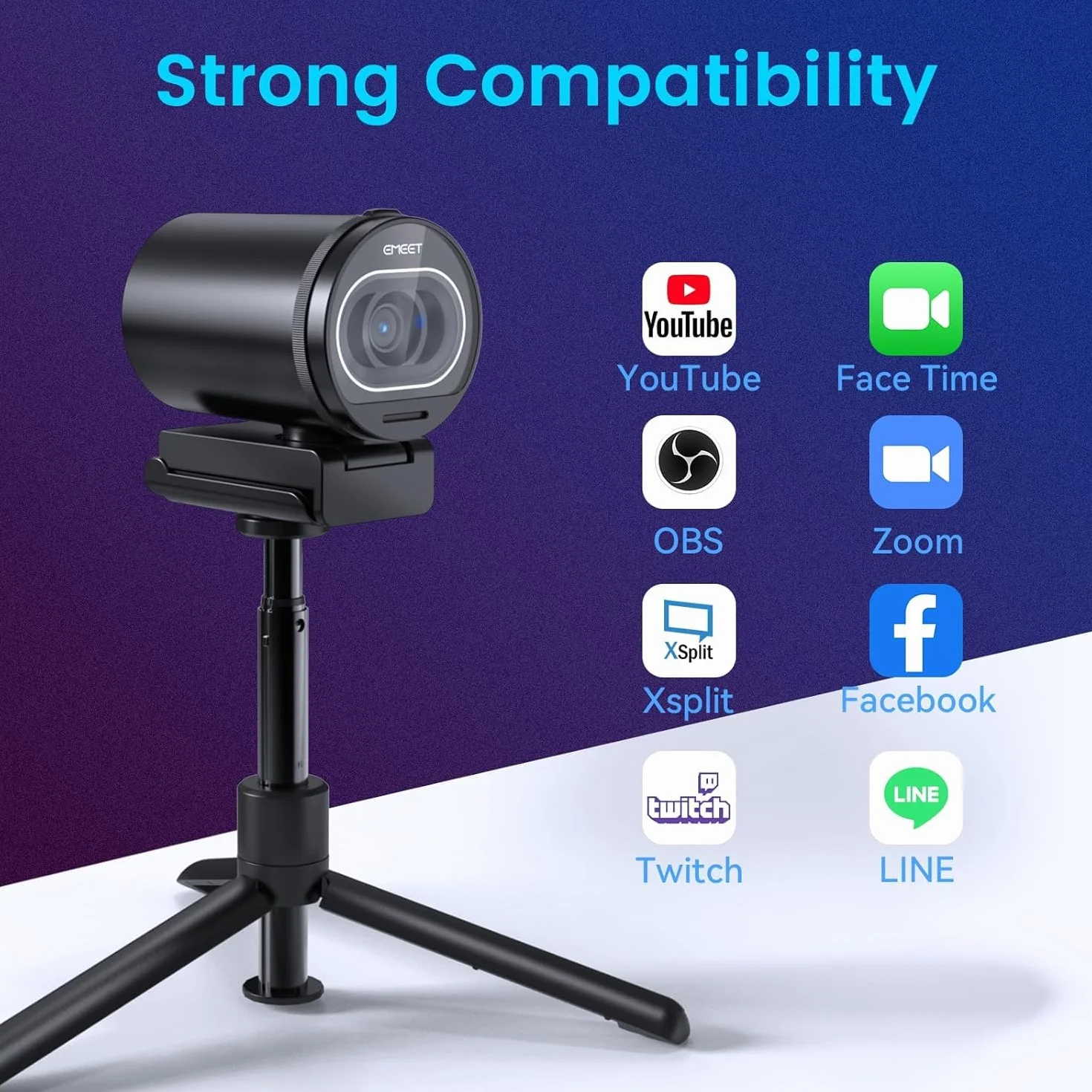 EMEET Kamera internetowa 4K S600, 1080p kamera internetowa do komputera z mikrofonem, PDAF autofokus, korekcja światła, pole widzenia 73°, ochrona danych, Plug & Play, kamera internetowa z mikrofonem