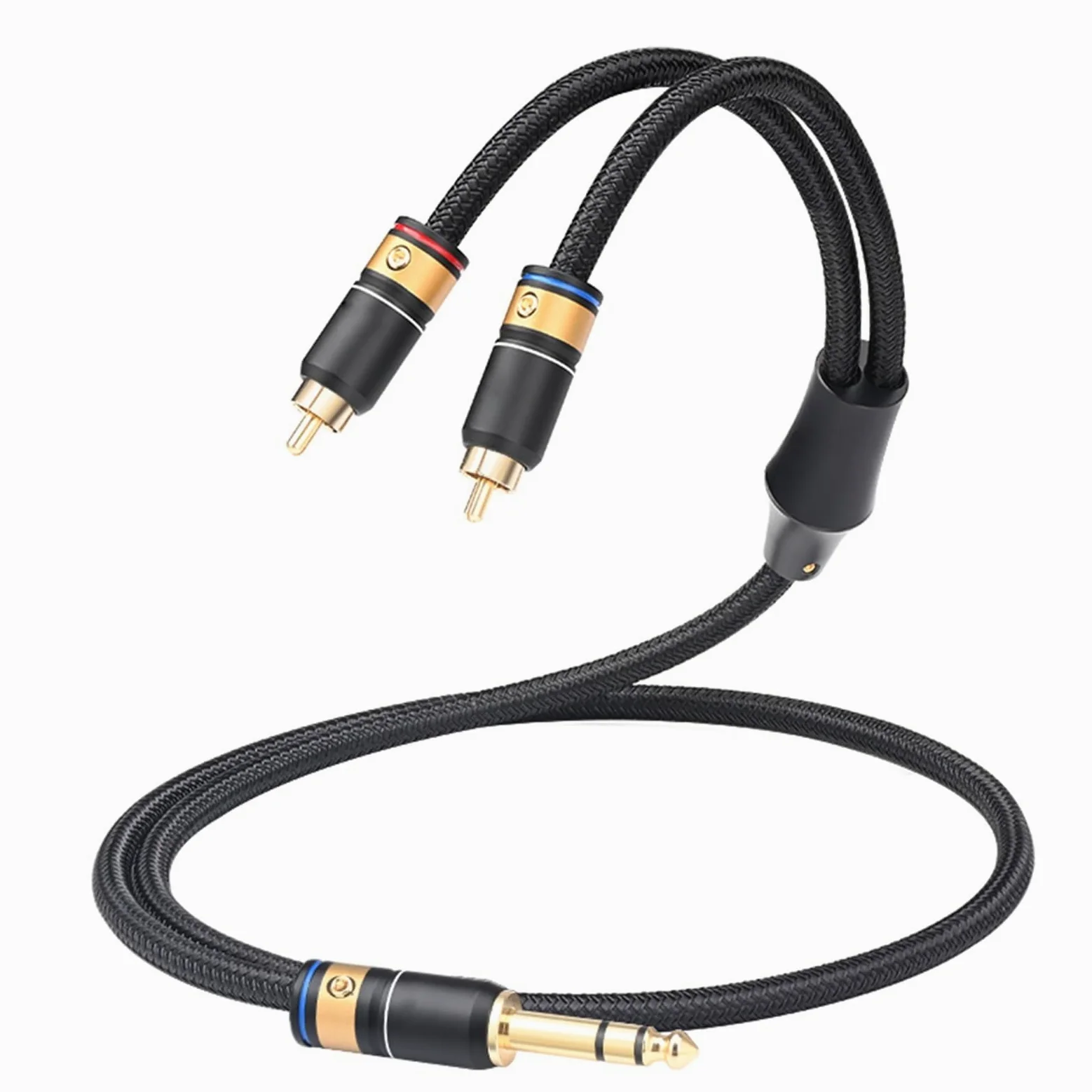 akcesoria do gitary HiFi 6.5mm Na Kabel Audio Miedź Mieszana Srebrna Stereo 6.5mm Jack Na Męski Na Wzmacniacz Głośnika Gitarowego (Color : 0.75m)