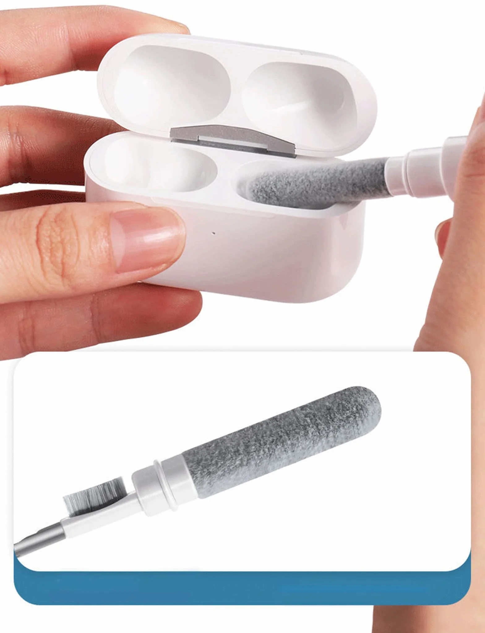 Wielofunkcyjny zestaw do czyszczenia słuchawek dousznych 3 w 1 Zestaw do czyszczenia słuchawek do AirPods iPhone Camera Keyboard-biały