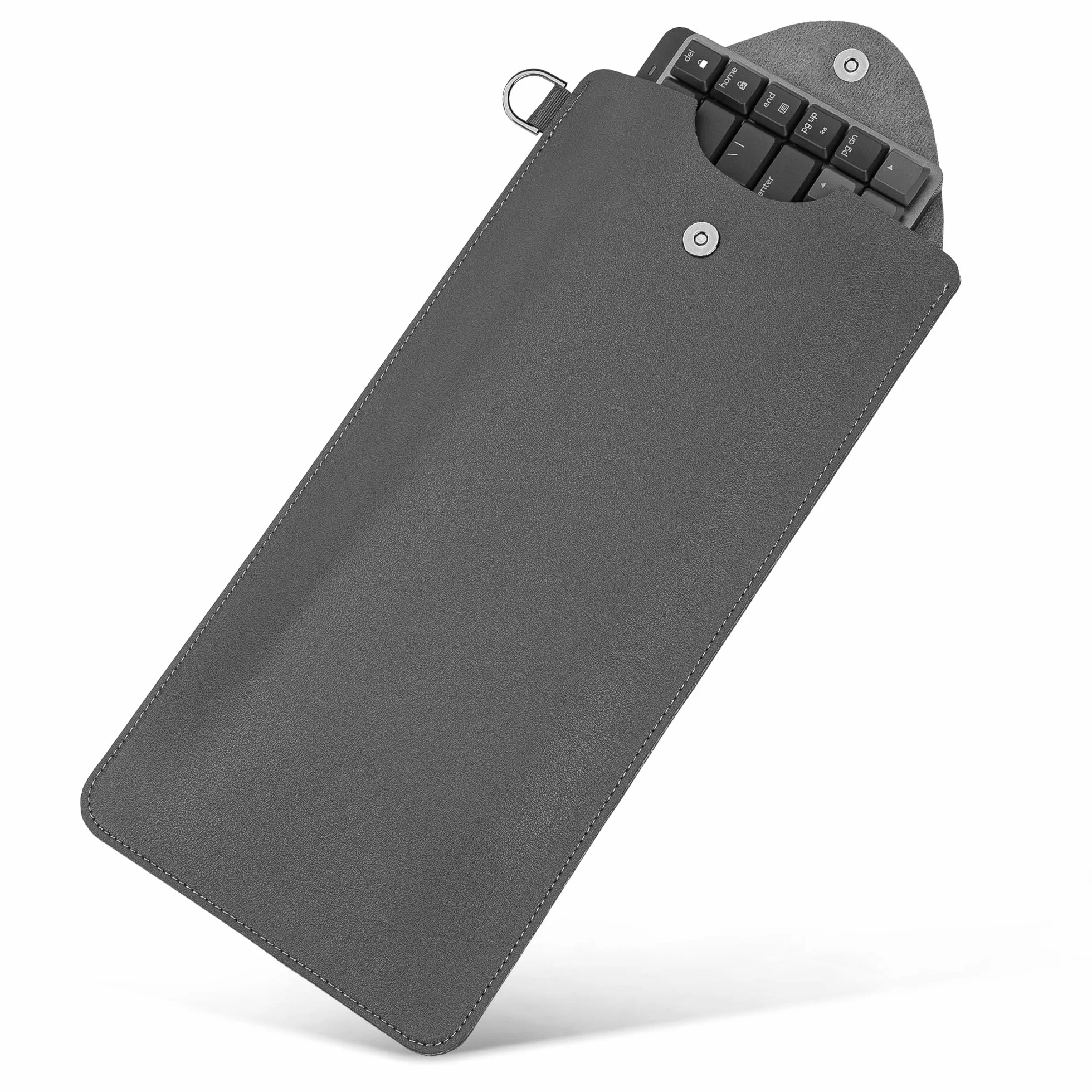 GEEKRIA Smukłe etui do przenoszenia klawiatury, kompatybilne z MelGeek O2, Flow Lite 84, Logitech MX Mechanical Mini, LOFREE Flow84, IQUNIX MQ80, wegańska skórzana torba podróżna (ciemnoszara)