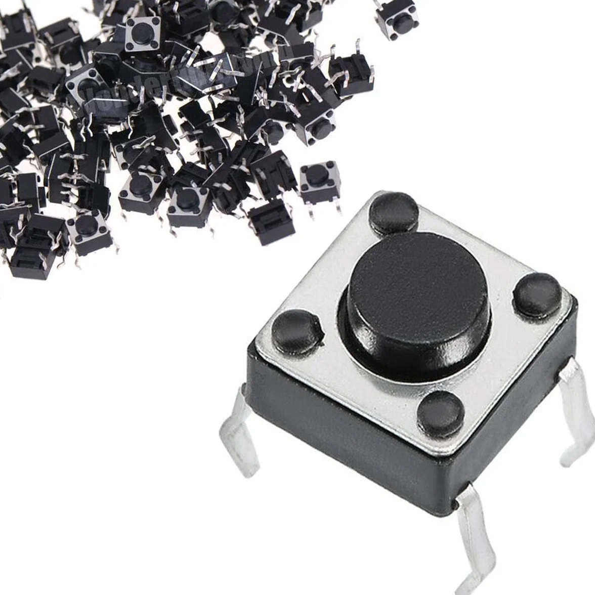 4-pinowy przełącznik taktowy, mikroprzełącznik o wymiarach 6 x 6 x 4,3 mm, chwilowy do paneli i płyt PCB (100 sztuk)