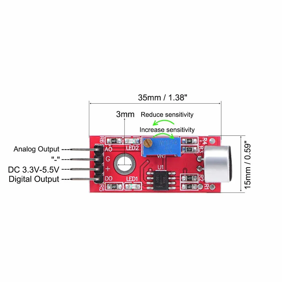 5 szt. mikrofonowy moduł czujnika dźwięku AVR PIC bardzo czuły rozpoznawanie głosu do Arduino z kablem Dupon
