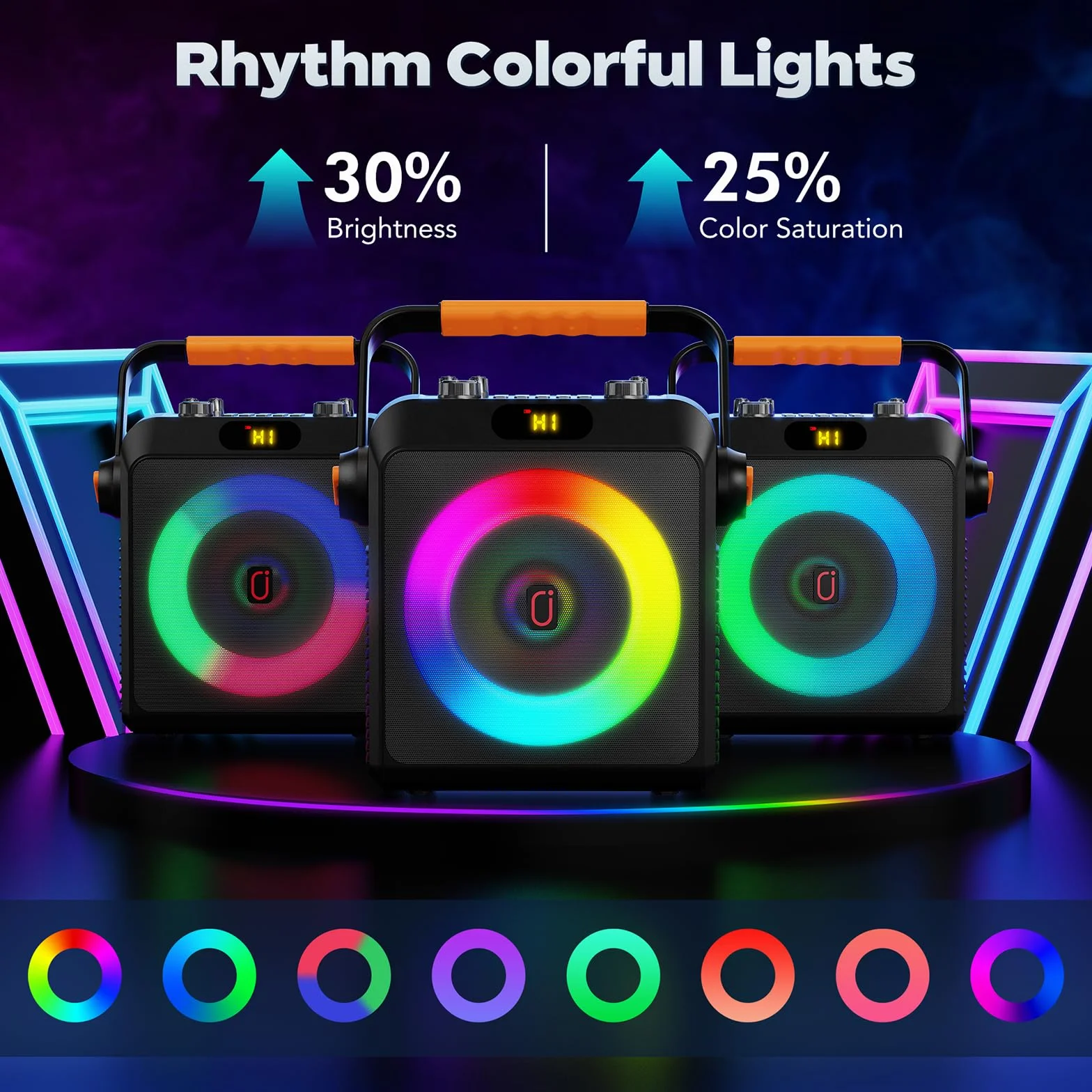 JYX Karaoke z 2 mikrofonami, głośnikiem Bluetooth i światłami DJ-skimi dla dorosłych i dzieci, PA Profesjonalny przenośny system karaoke na imprezę w domu, na zewnątrz