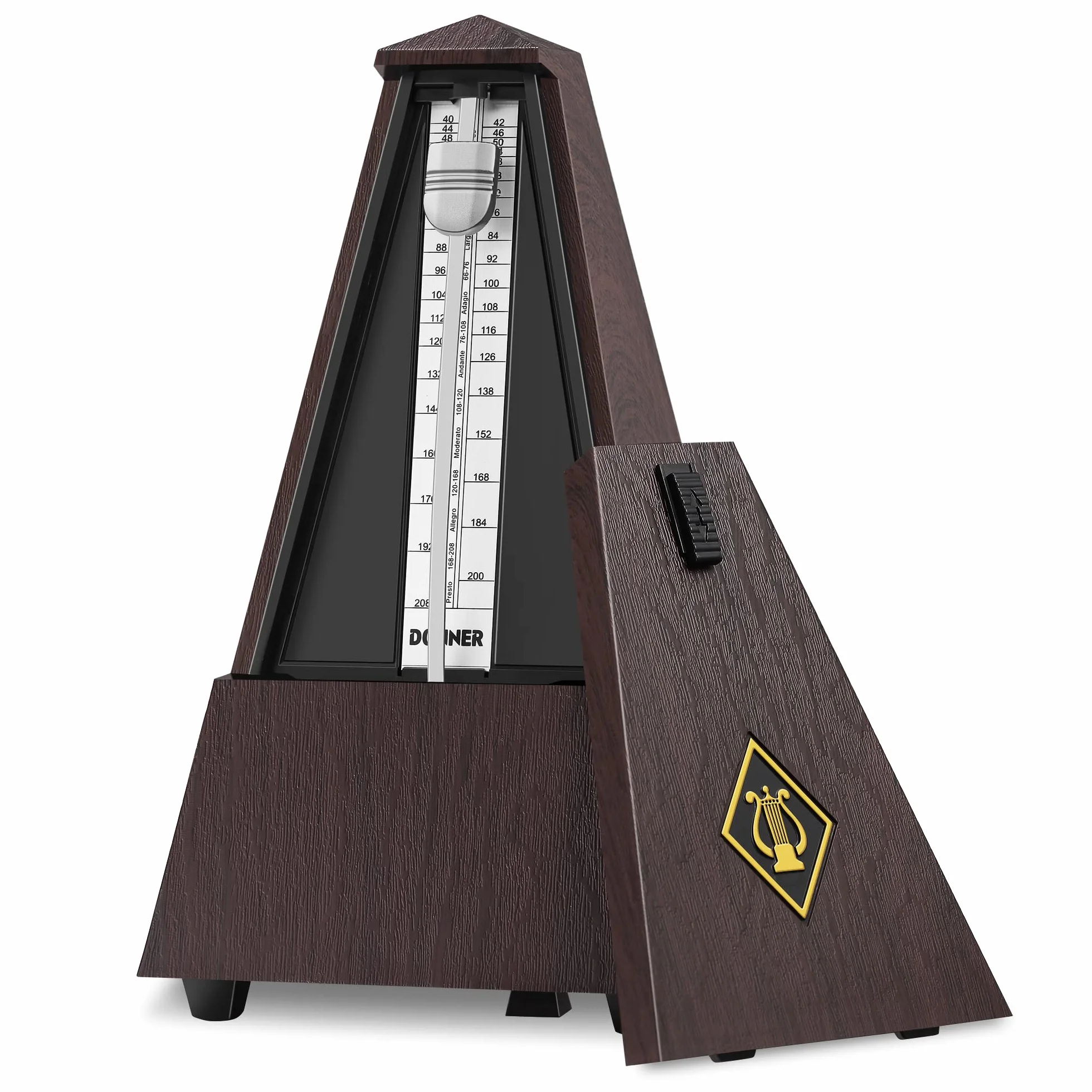 Donner Metronom mechaniczny dla muzyków, gitara, fortepian, bęben, skrzypiec, track beat i tempo (brązowy, DPM-1)