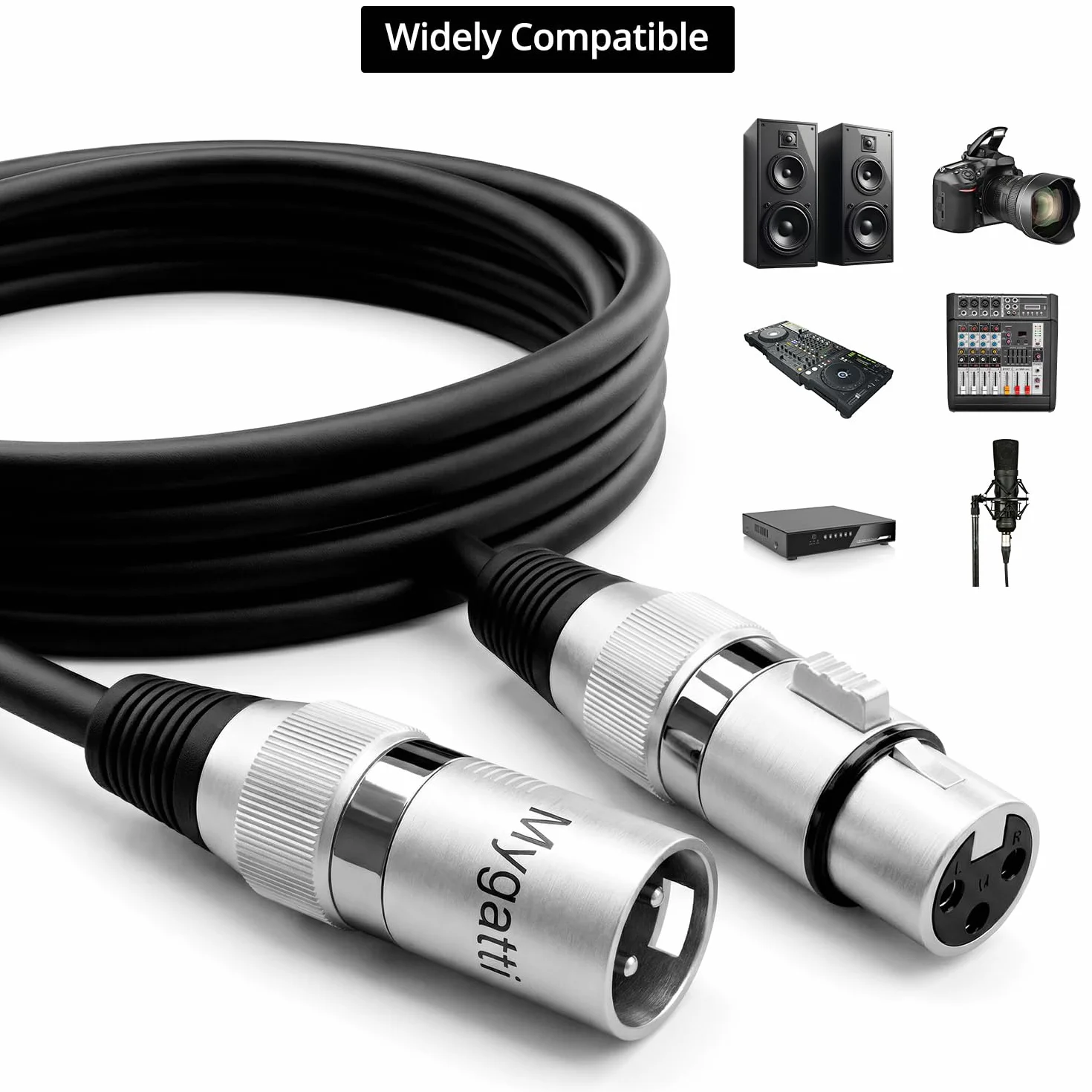 QWORK 2 x kabel XLR 2 m - profesjonalny 3-pinowy kabel mikrofonowy męski na żeński z ekranowaniem do konsoli do miksowania, studia, głośnika, bez transmisji dźwięku