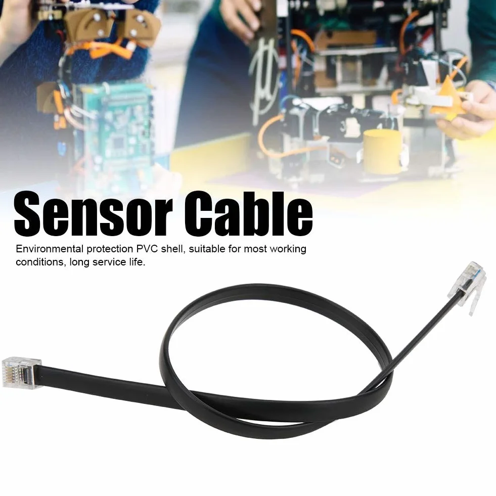 Kabel krosowy, 2-częściowy kabel czujnika krosowego RJ25 6PIN o długości 1,3 stopy, kabel danych 6P6C z łańcuchem z podwójną głowicą kryształową, UL20251 28AWG 6-żyłowy 7 / 0,12 mm kabel miedziany do robota / samochodzika / DIY Micro