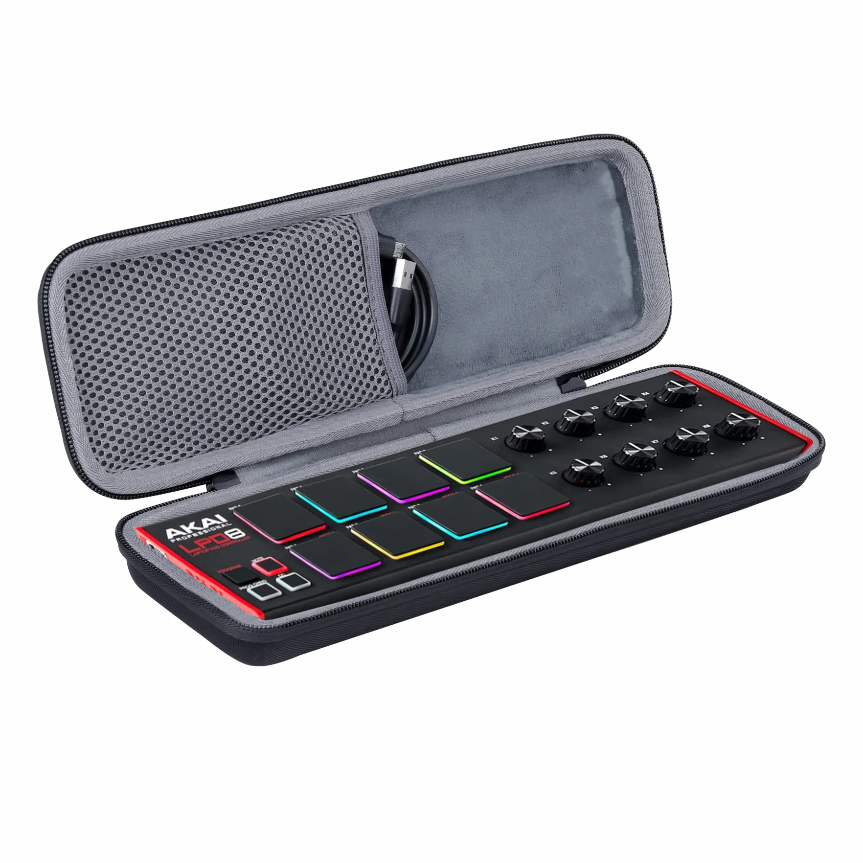 co2CREA Twarde etui podróżne do kontrolera klawiatury AKAI Professional LPD8 USB MIDI, tylko etui