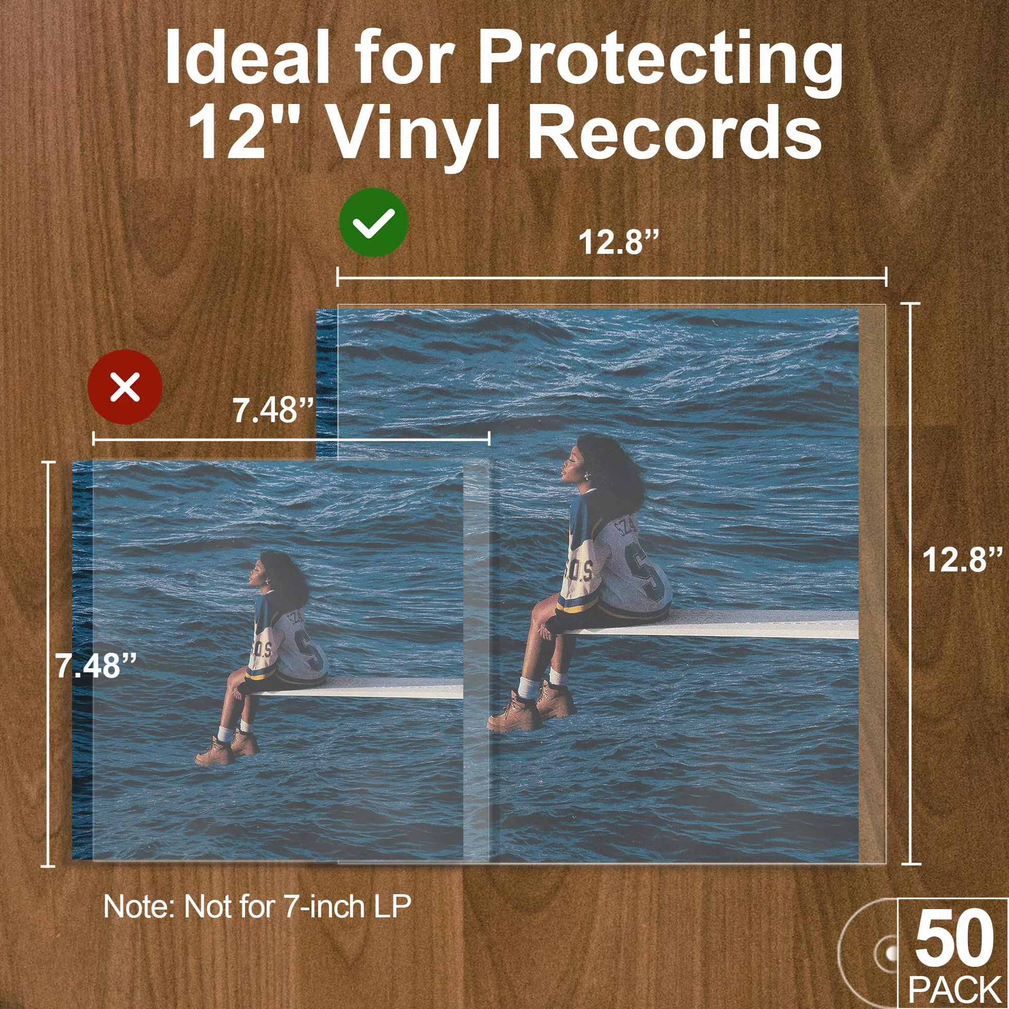50x Pogrubione Zewnętrzne Rękawy Winylowe 12 Cala | Bez Rozdarć na Krawędziach | Polietylen 100 Mikronów | Odporny na Promieniowanie UV | Przezroczyste Vinyl Record Sleeves | Pasują do 1-3 LPs