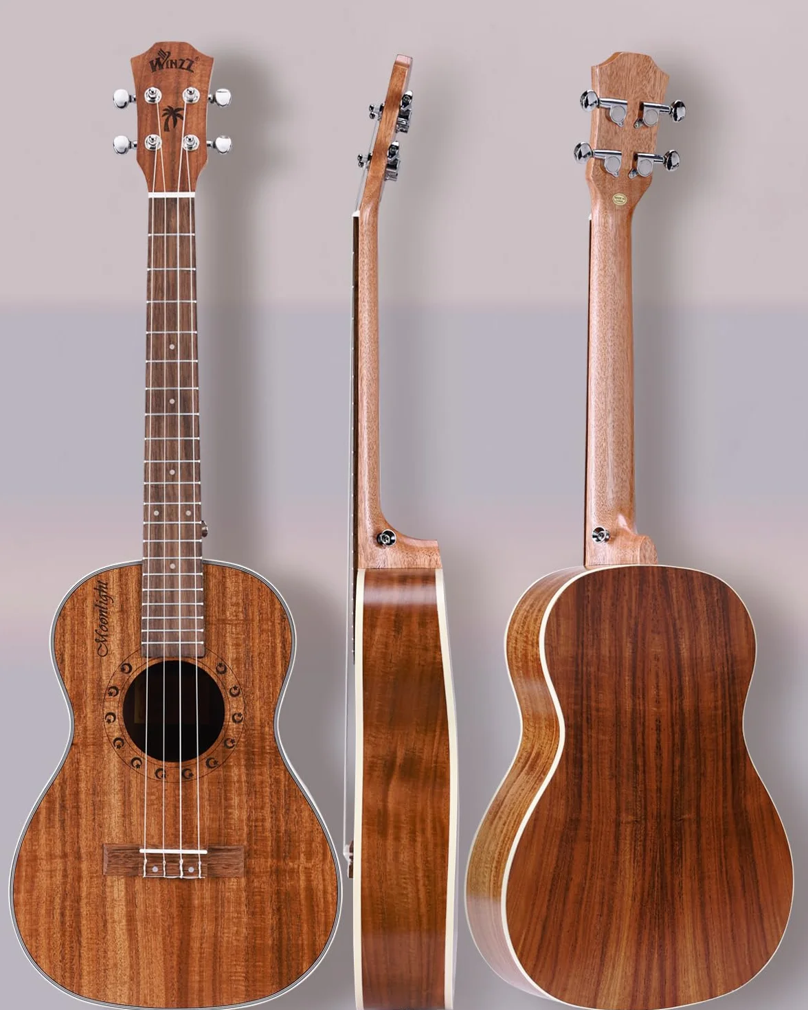 Winzz Ukulele barytonowe 76 cm KOA zestaw dla początkujących profesjonalistów naturalny matowy