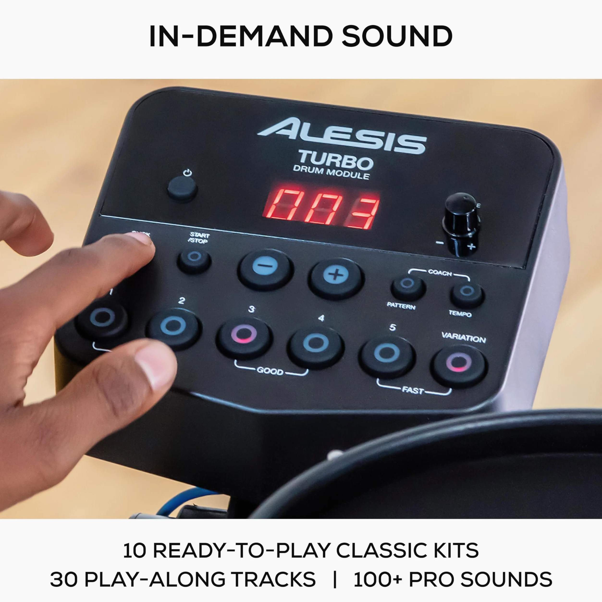 Alesis Turbo Mesh Kit - 7-Częściowa Siateczkowa Perkusja Elektroniczna ze Stalowym Statywem, Ponad 100 Brzmień i Utworów oraz Kable i Pałeczki