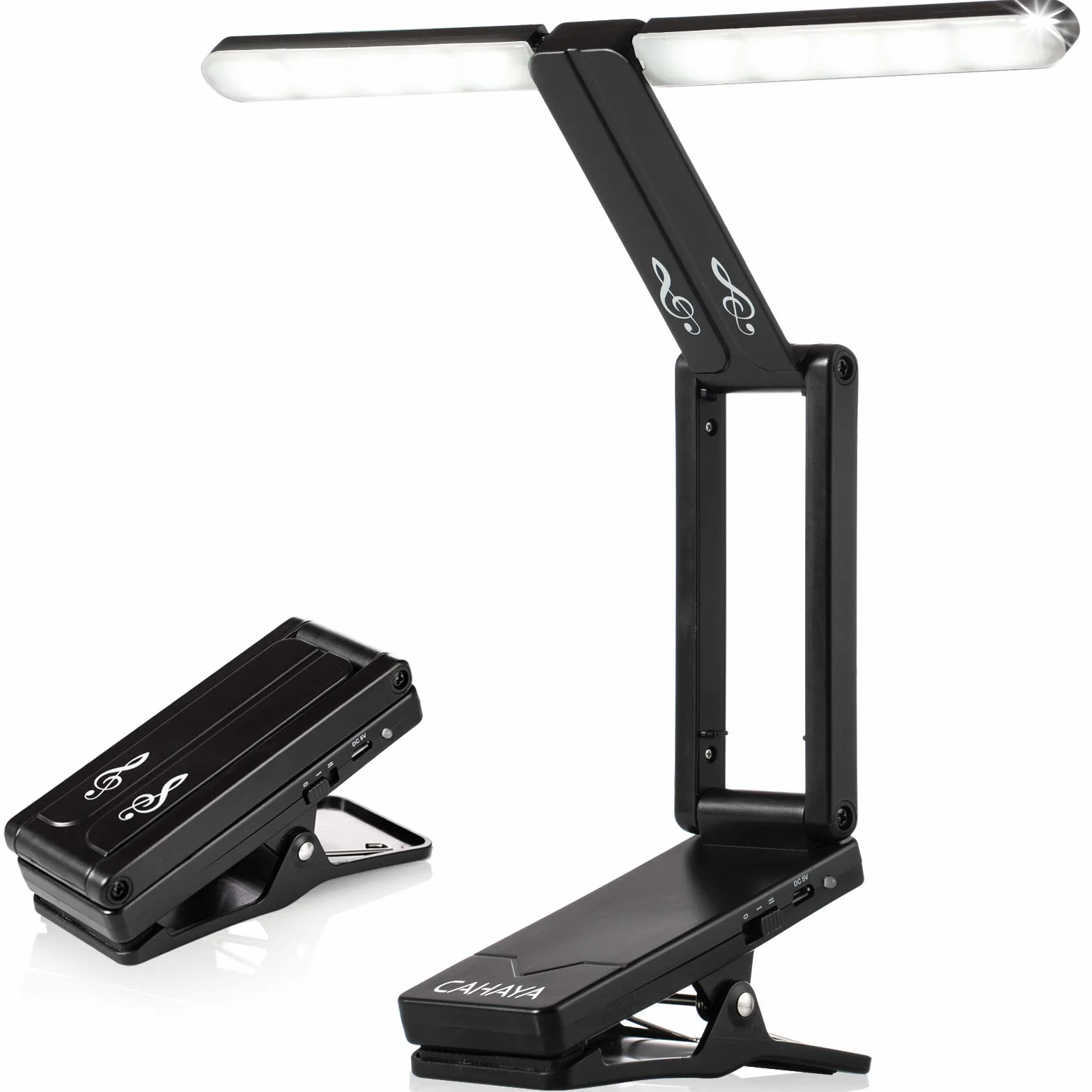 CAHAYA CY0240 LED stojak muzyczny z zaciskiem, 10 jasnych diod LED, światło do stojaka muzycznego z klipsem, ładowalna lampa LED do czytania