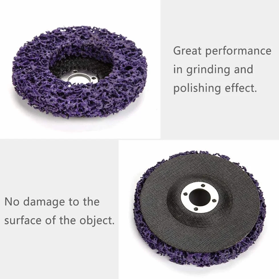 Zestaw 5 tarcz ściernych do szlifierki 100 mm 60# Poly Strip Disc narzędzie do czyszczenia do usuwania rdzy/malowania/łuszczenia fioletowo-złotej