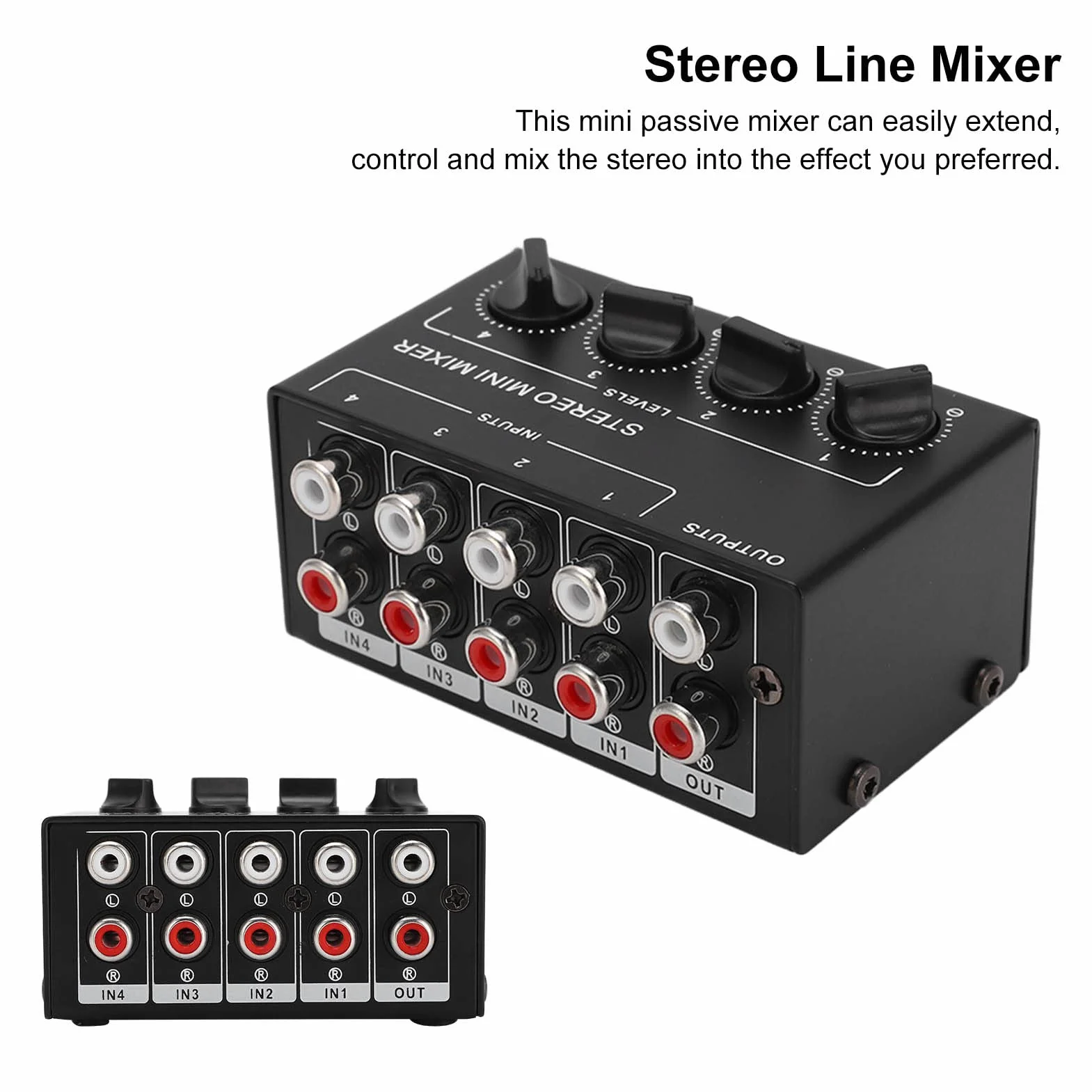 Mikser audio stereo 4 kanały pasywny do komputera telefon tablet DJ