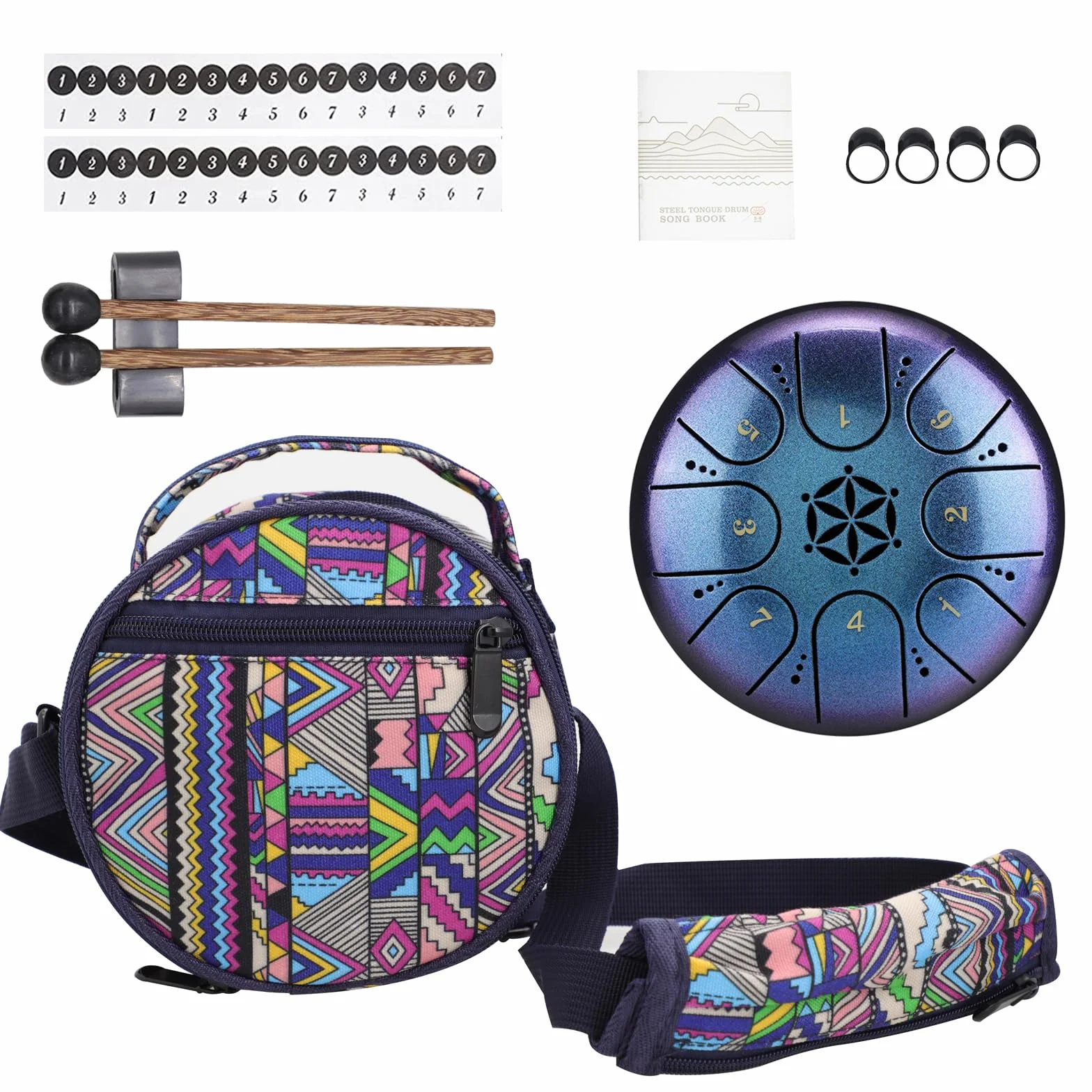 Rayzm Bęben językowy ze stali tytanowej 5 cali 8 nut Handpan Tank Drum Kit przenośny instrument perkusyjny tonacja C