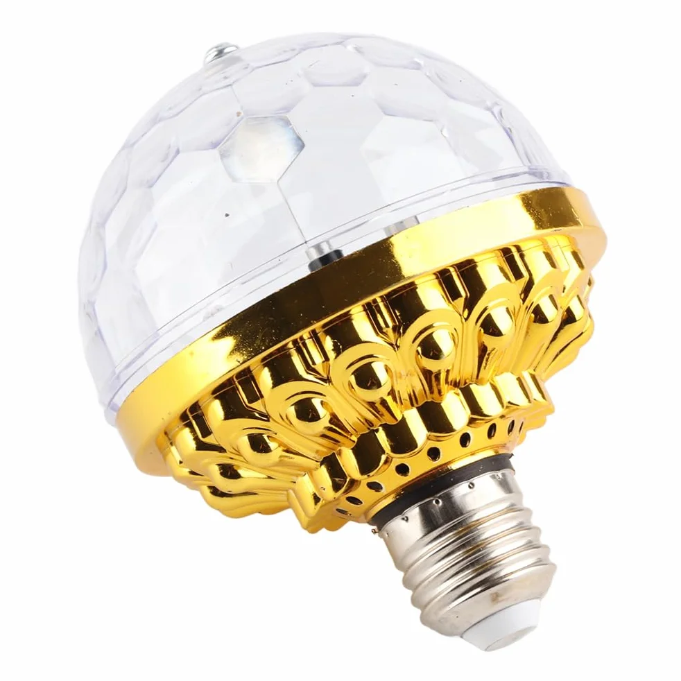 Kolorowa obrotowa kula, kryształowe światło DJ RGB, stroboskopowa kula LED RGB disco, imprezowa, obrotowa żarówka z wtyczką 85-265 V (wtyczka UE)