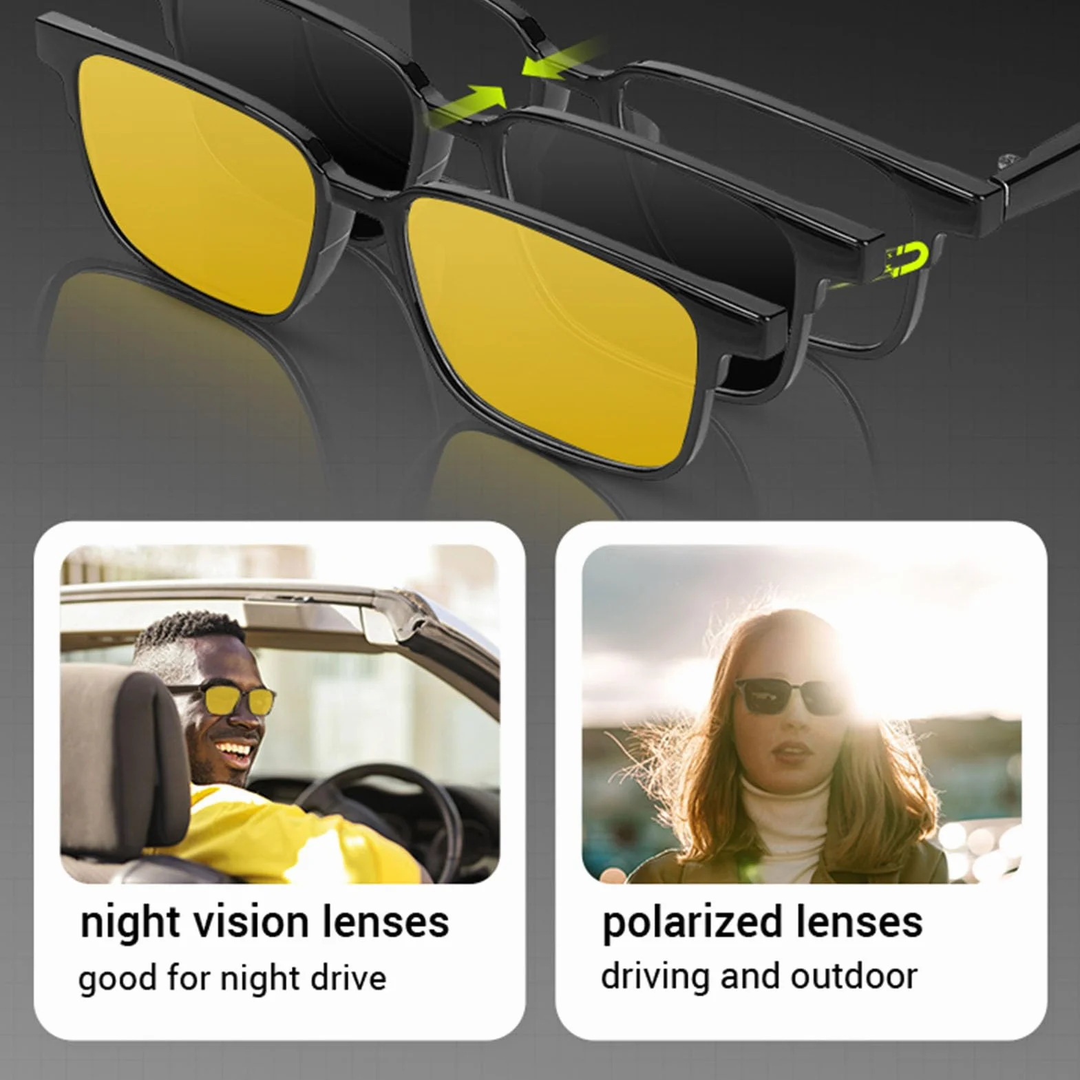VBESTLIFE Inteligentne okulary, Bluetooth 5.3 Inteligentne okulary z otwartym uchem z wbudowanym mikrofonem, sterowanie głosem, wodoodporne IP5, podwójne głośniki, (z obiektywem wizyjnym
