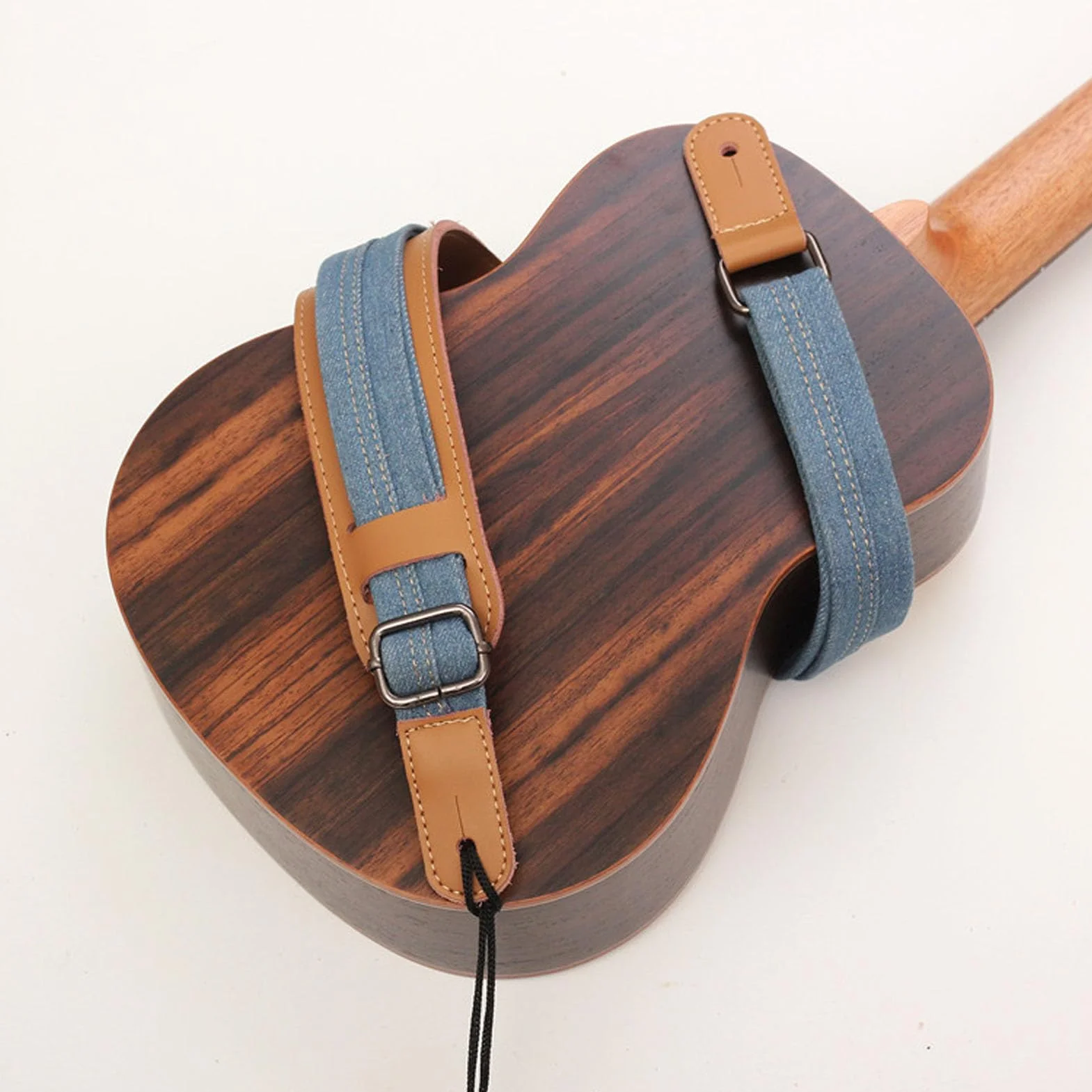 Haofy Regulowany Pasek do Ukulele, Dżins i Skóra, Wygodny i Trwały, Pasuje do Mandoliny Ukulele Banjo, Idealny dla Wszystkich Graczy
