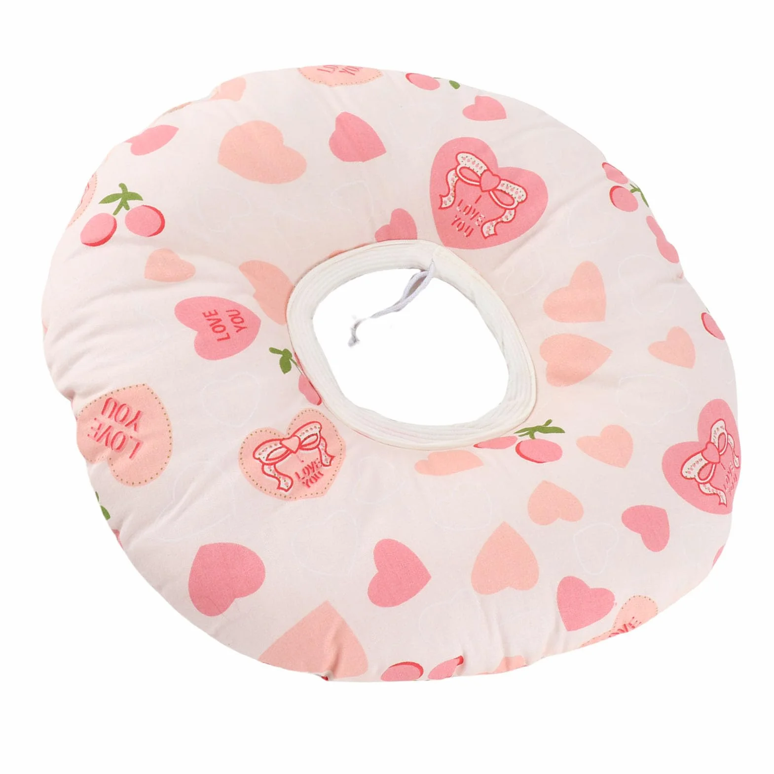 Generic Poduszka do Przekłuwania Uszu Donut Bawełniana Nausznik 12,6" Poduszka Wspierająca dla Osób Podróżujących na Boku, w Akademiku (Jasnoróżowy kształt serca)