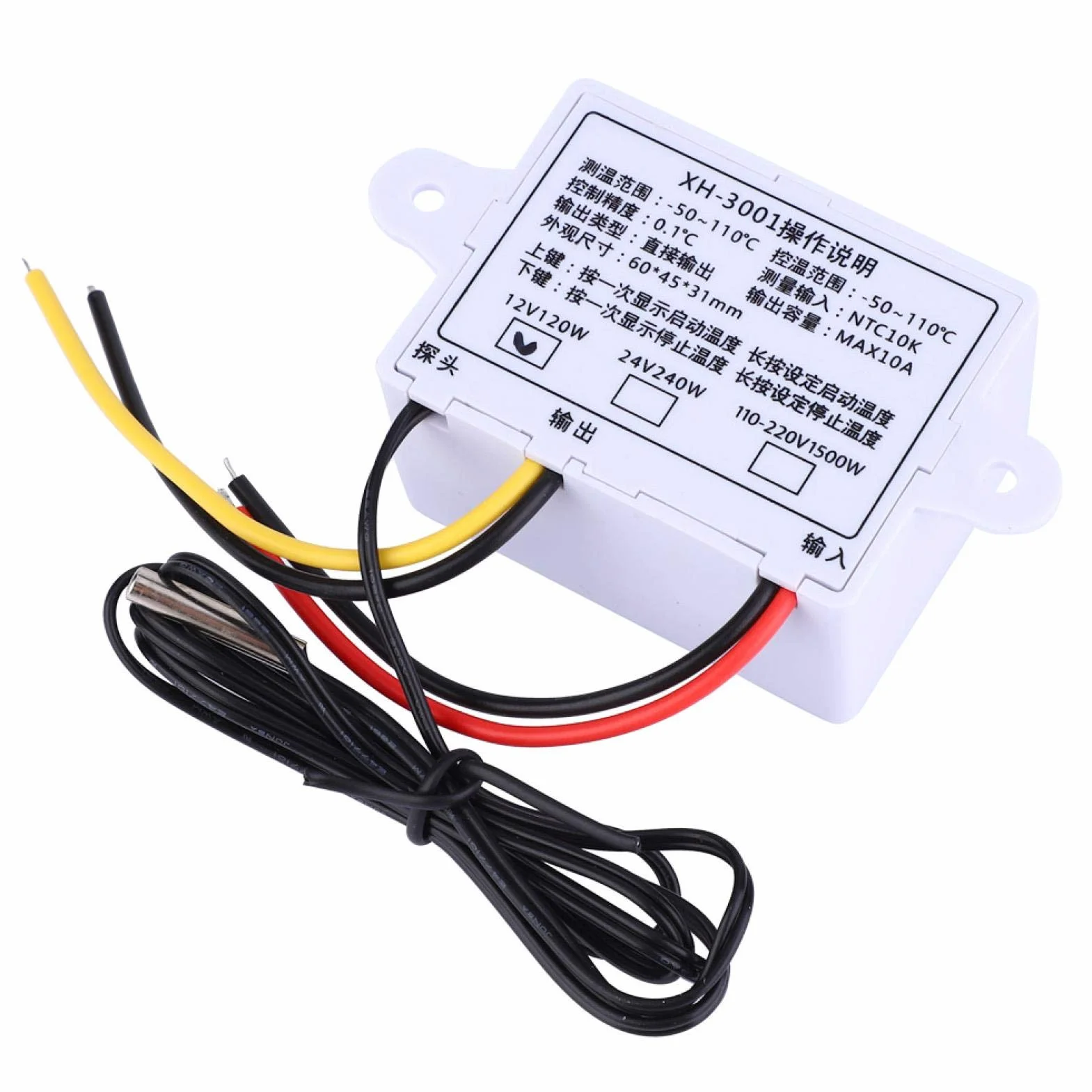 DC 12V 120W / 180W Mini termostat Cyfrowy termostat Przełącznik z sondą Programowalne ogrzewanie Chłodzenie Elektroniczny termostat