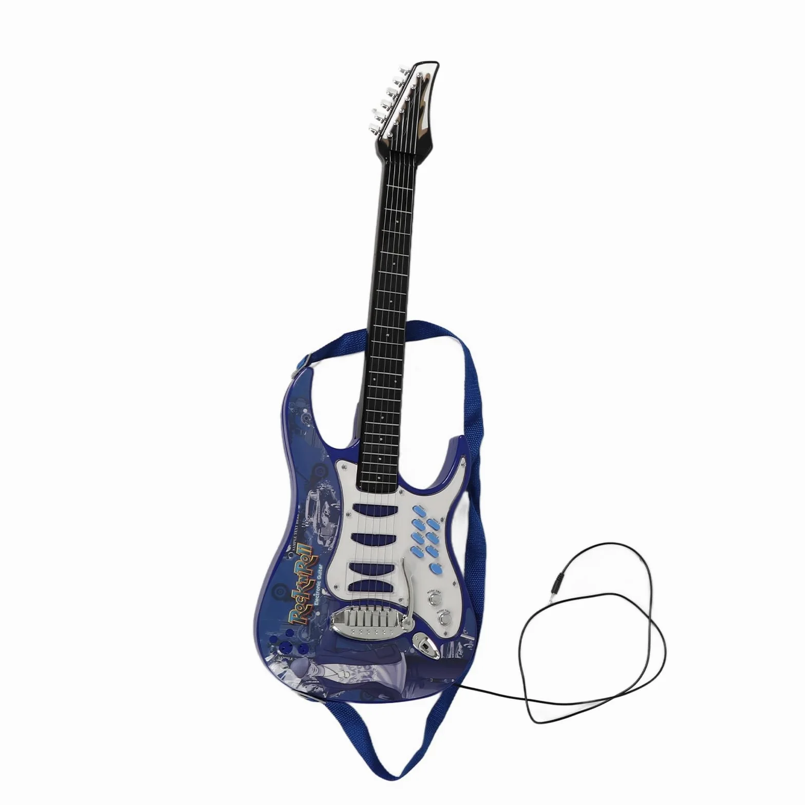 Gitara Karaoke dla Dzieci Instrument Muzyczny Gitara Elektryczna Zestaw Wzmacniaczy Mikrofonowych Mikrofon Gitarowy Zestaw Głośników Wielofunkcyjny Instrument Muzyczny z regulacją (Niebieski)