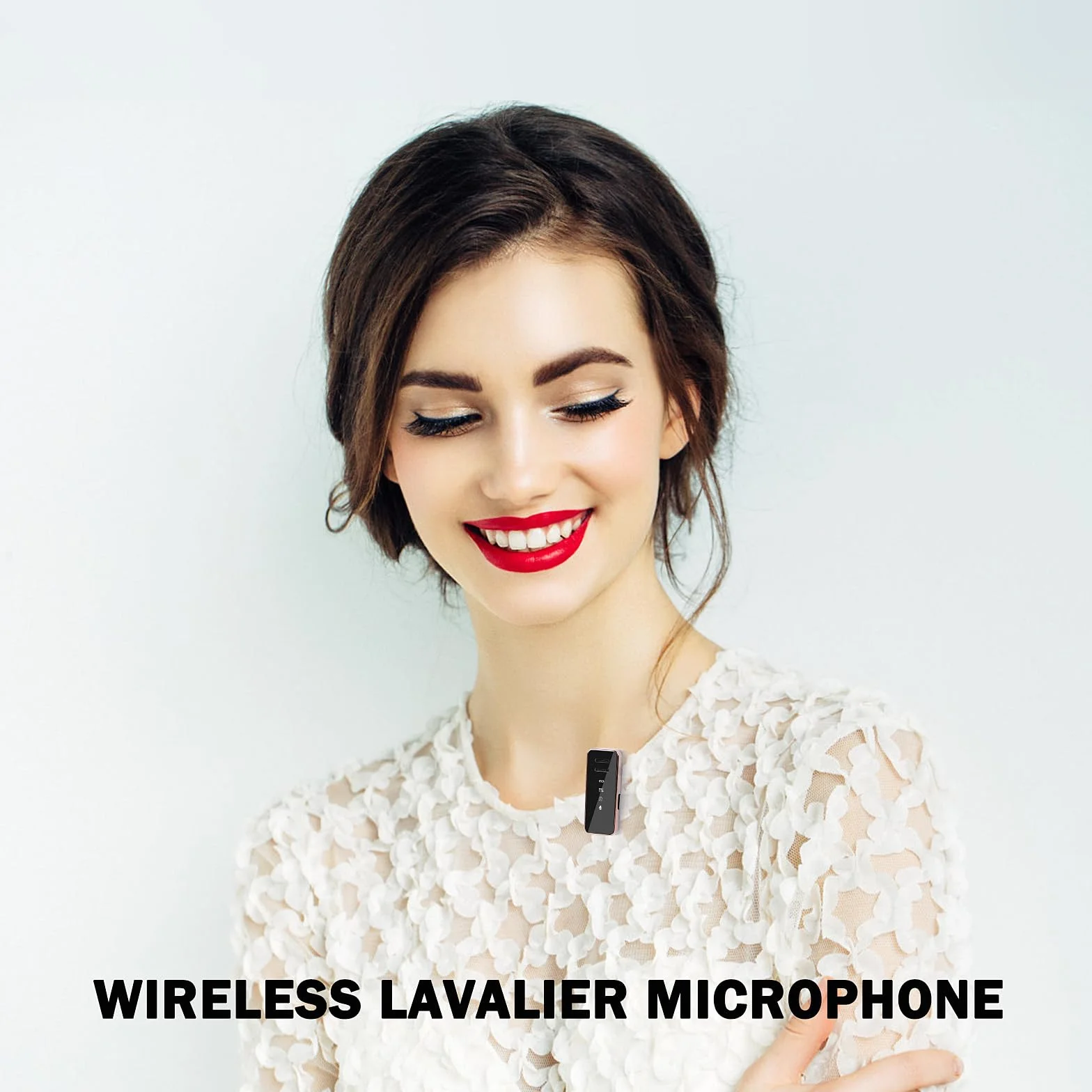 Weinsamkeit Bezprzewodowy mikrofon Lavalier z wyświetlaczem LED i ładowarką, mini do iPhone/iPada/Type-C Android/PC, 2,4 GHz Auto Sync, mikrofon do vloga, YouTube, wywiadu
