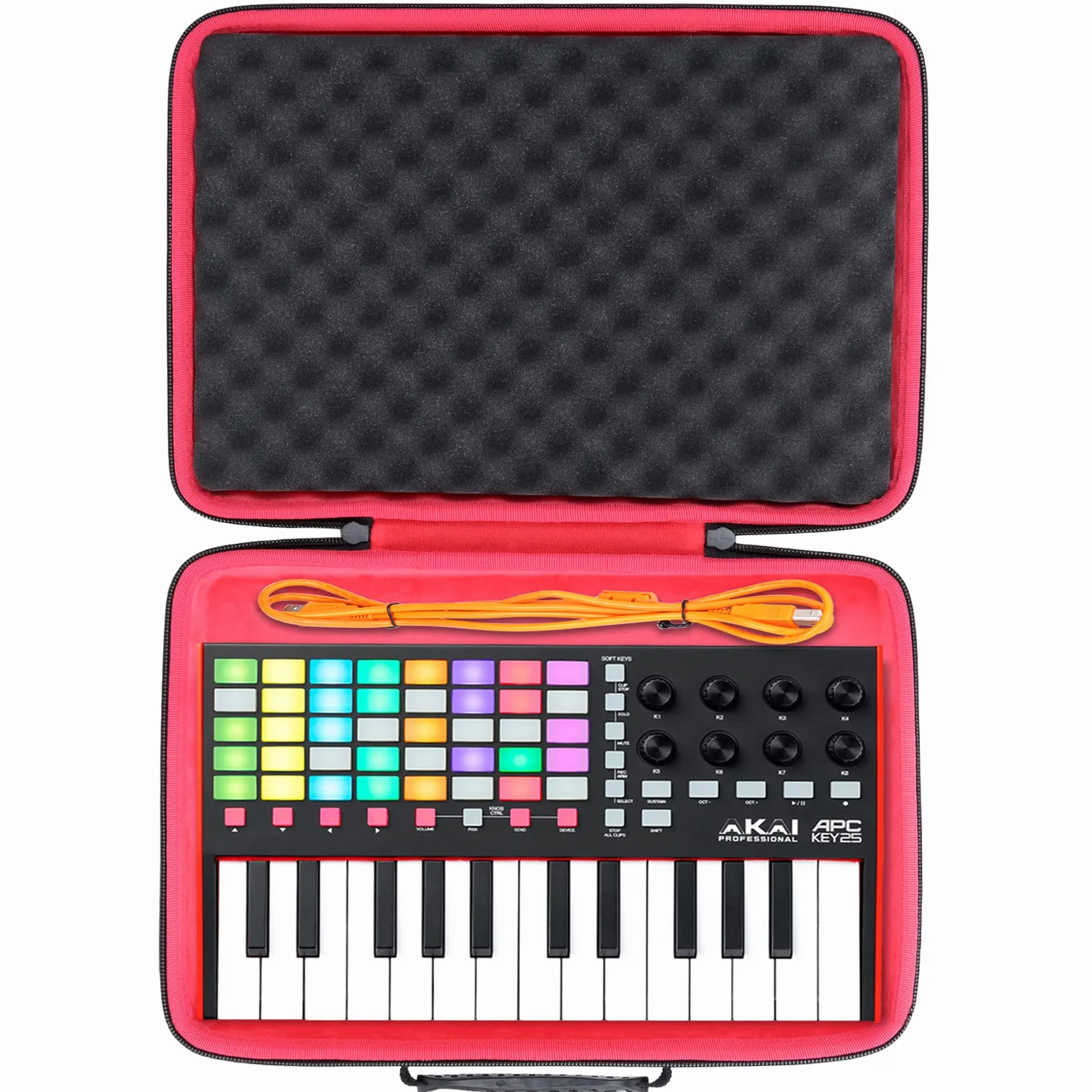 co2CREA Twarde etui podróżne do AKAI Professional APC KEY 25 MK2 kontroler USB MIDI