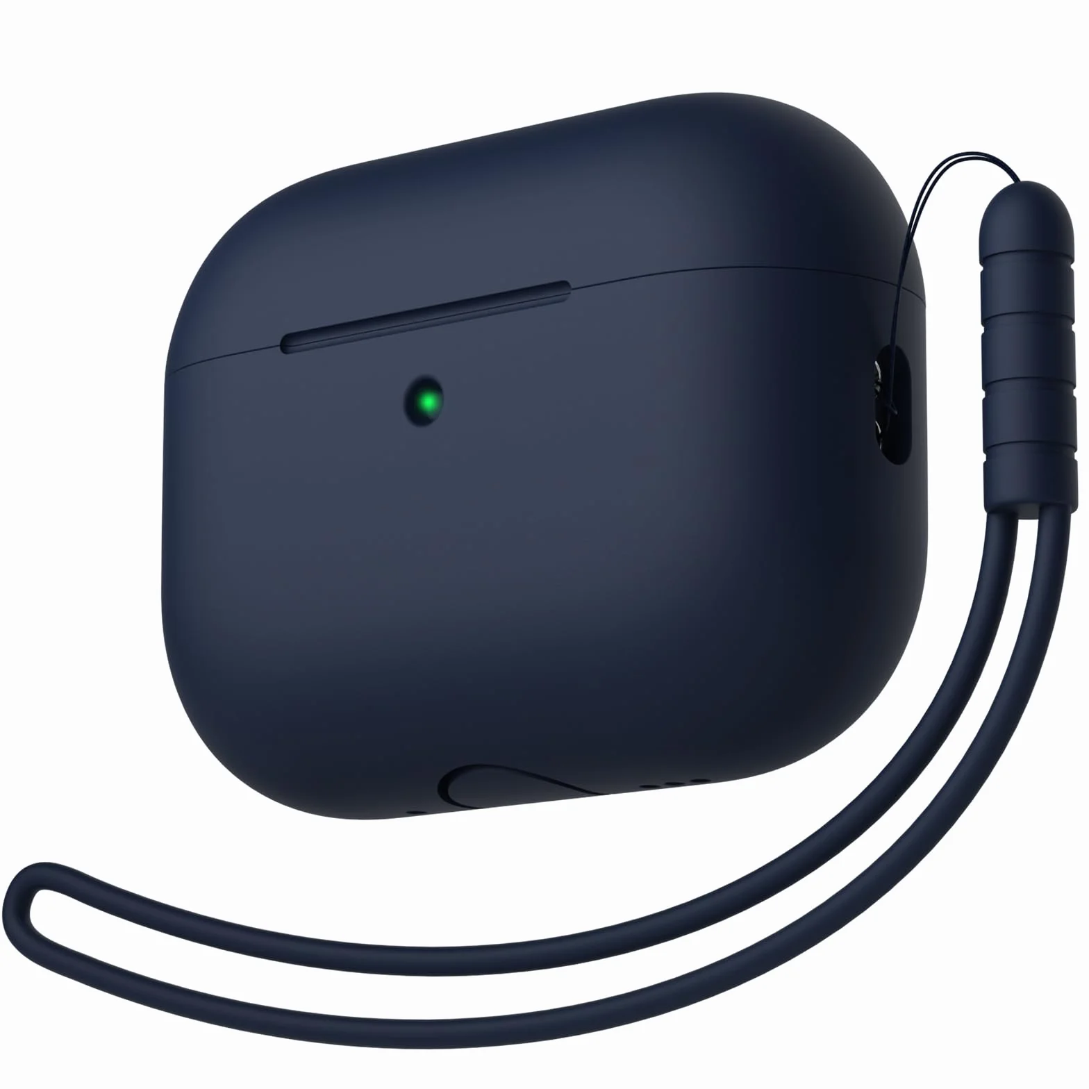 Etui ochronne kompatybilne z Airpods Pro 3 generacji, pełna ochrona, silikonowe etui do AirPods Pro 3 ze smyczą, przednia dioda LED może być widoczna, Midnight Blue
