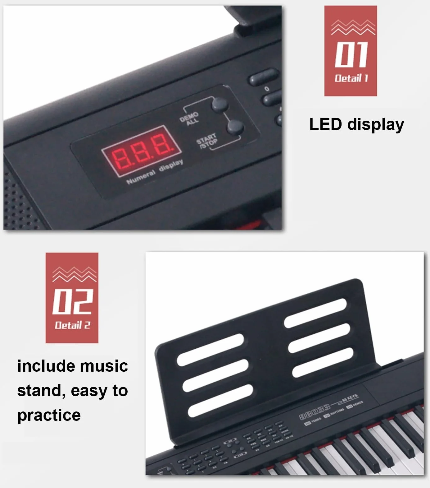 88 Klawiatura elektroniczna Klawiatura cyfrowa pełnowymiarowa z klawiszami dynamicznymi Przenośna klawiatura Obsługa Bluetooth MIDI Dla początkujących Dorośli Dzieci Zawiera stojak, pedał Sustain