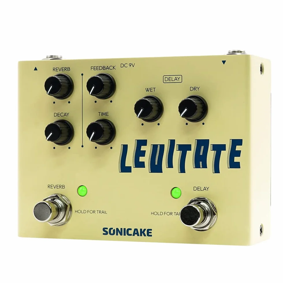 SONICAKE Cyfrowe Opóźnienie i Pogłos, Pedał Gitarowy 2 w 1, Pedał Efektów Gitarowych Lewitat
