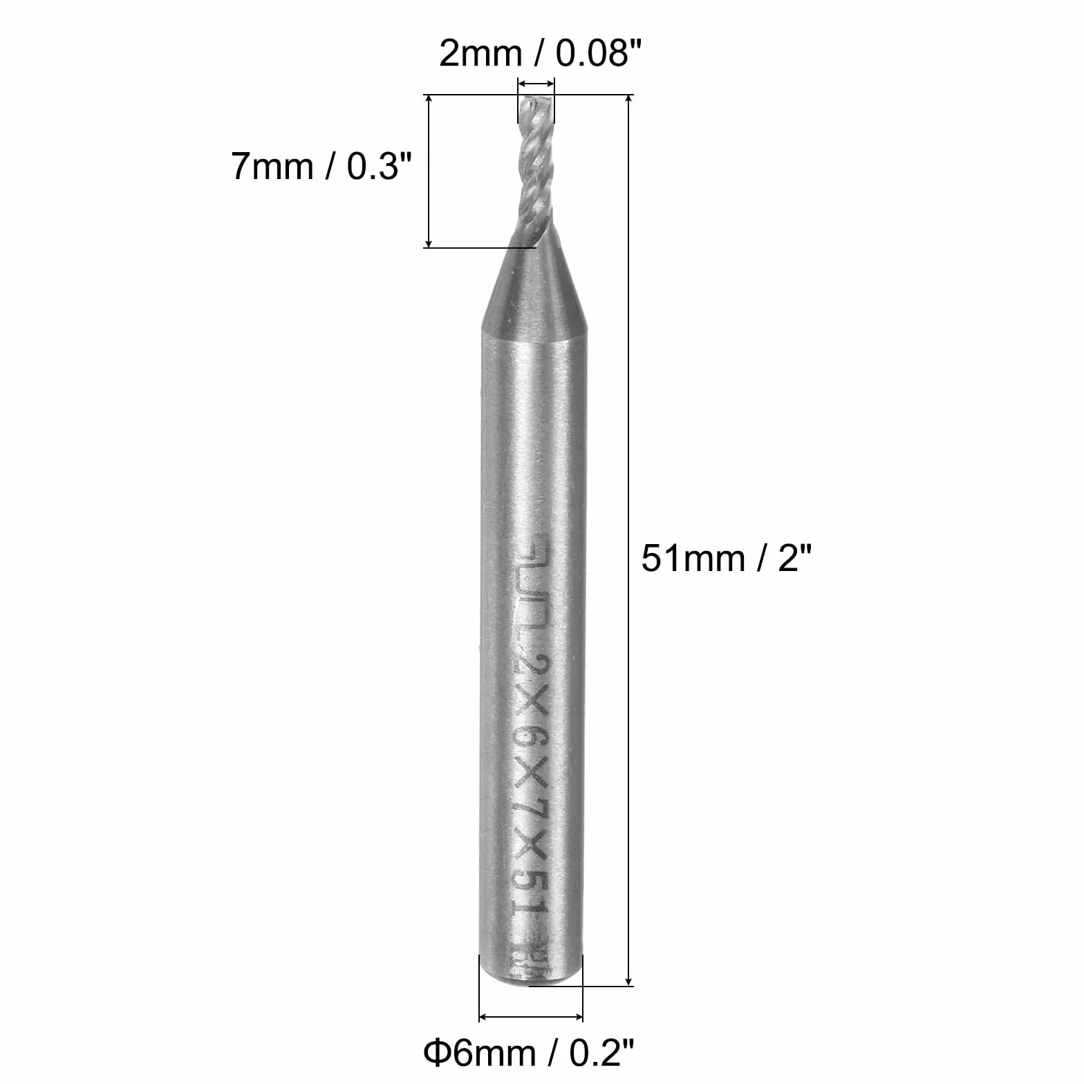 QUARKZMAN 3 szt. 2 mm x 6 mm 4 rowki HSS-AL Frez do świec prosty trzonek frez frez narzędzie