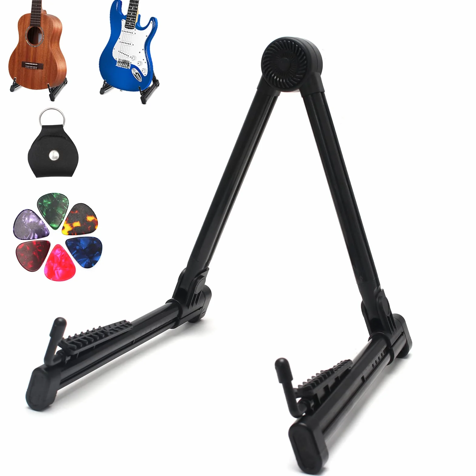 Stojak na gitarę, uniwersalny stojak na gitarę akustyczną, gitarę elektryczną, basową, ukulele, składany i przenośny stojak na gitarę elektryczną i klasyczną