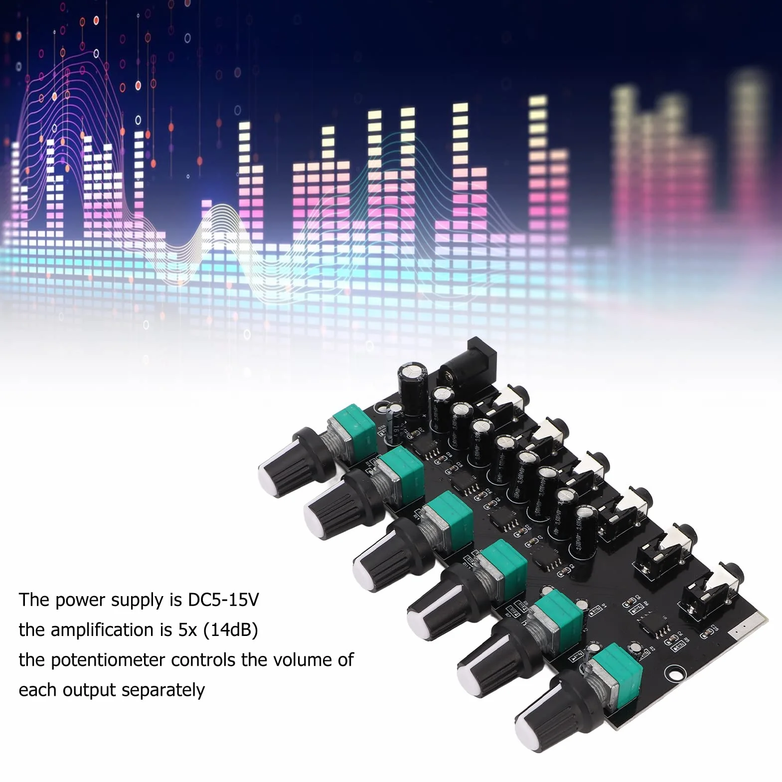 Płytka Miksera Stereo, 3,5 Mm 2 Wejścia 4 Wyjścia Profesjonalny Mikser Audio Płyta Dźwiękowa System Konsoli, Wzmacniacze Dystrybutor Miksera z Niezależnym Pokrętłem Regulacji Głośności