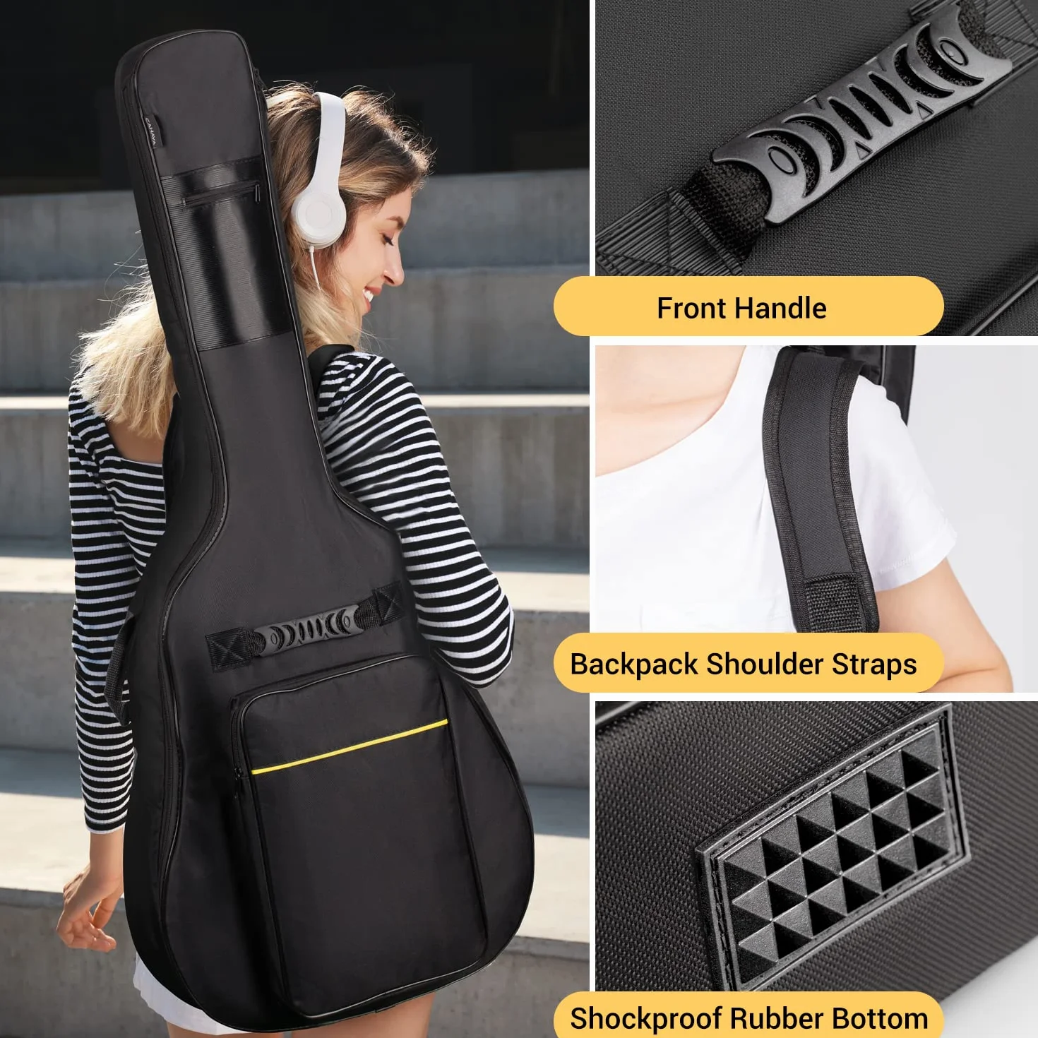 CAHAYA CY0152 Torba na gitarę, wodoszczelna, wyściełana torba na gitarę akustyczną 39/ 40/ 41 cali