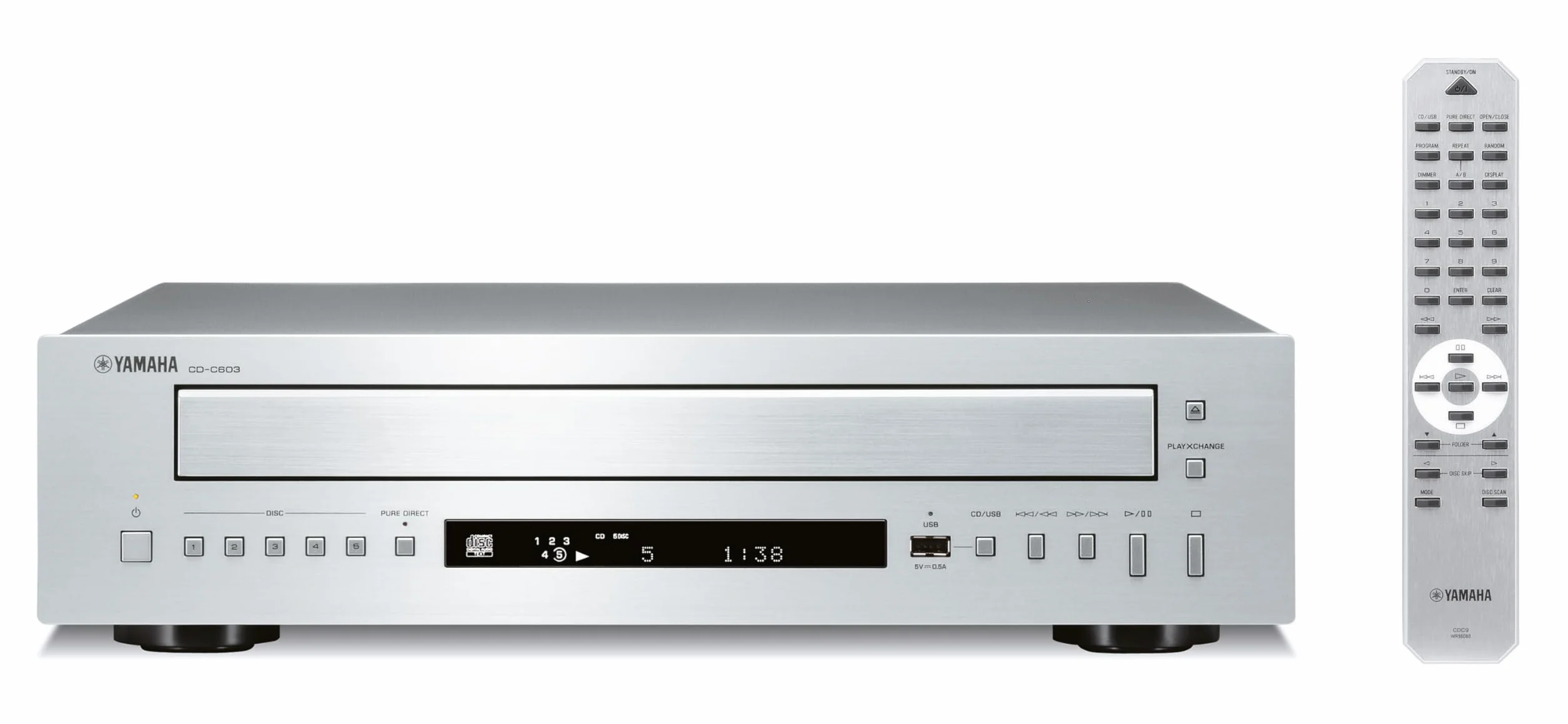 Yamaha CD-C603 Odtwarzacz 5 CD mp3 wma USB Srebrny