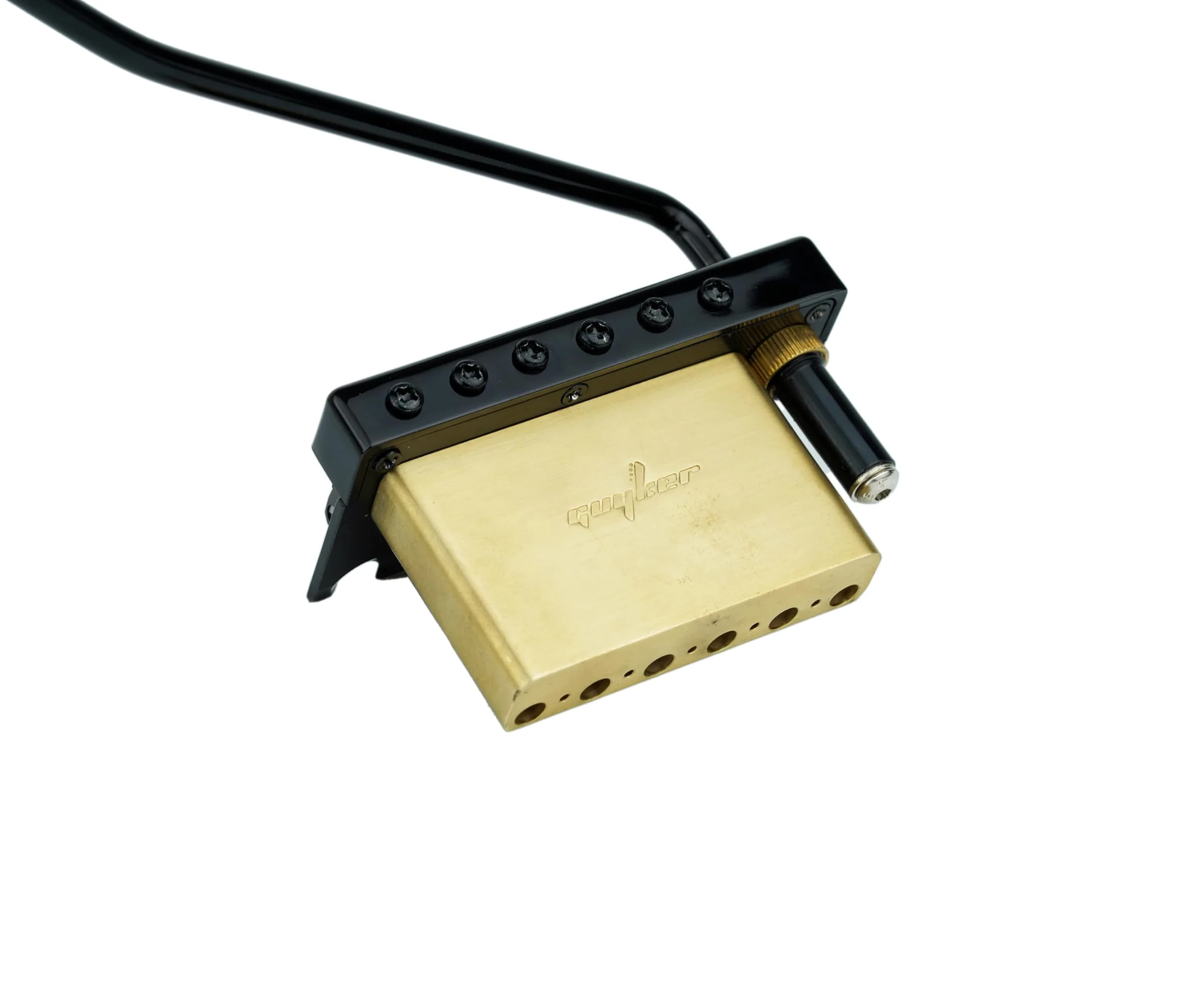 Guyker Mostek do gitary z tremolo, rozstaw strun 10,8MM z mosiężnym wałkiem, mosiężnym blokiem i śrubą mostka, sprężyną i szponą, pop-in wibrato, kompletny zestaw instalacyjny, GG1009-T Czarny
