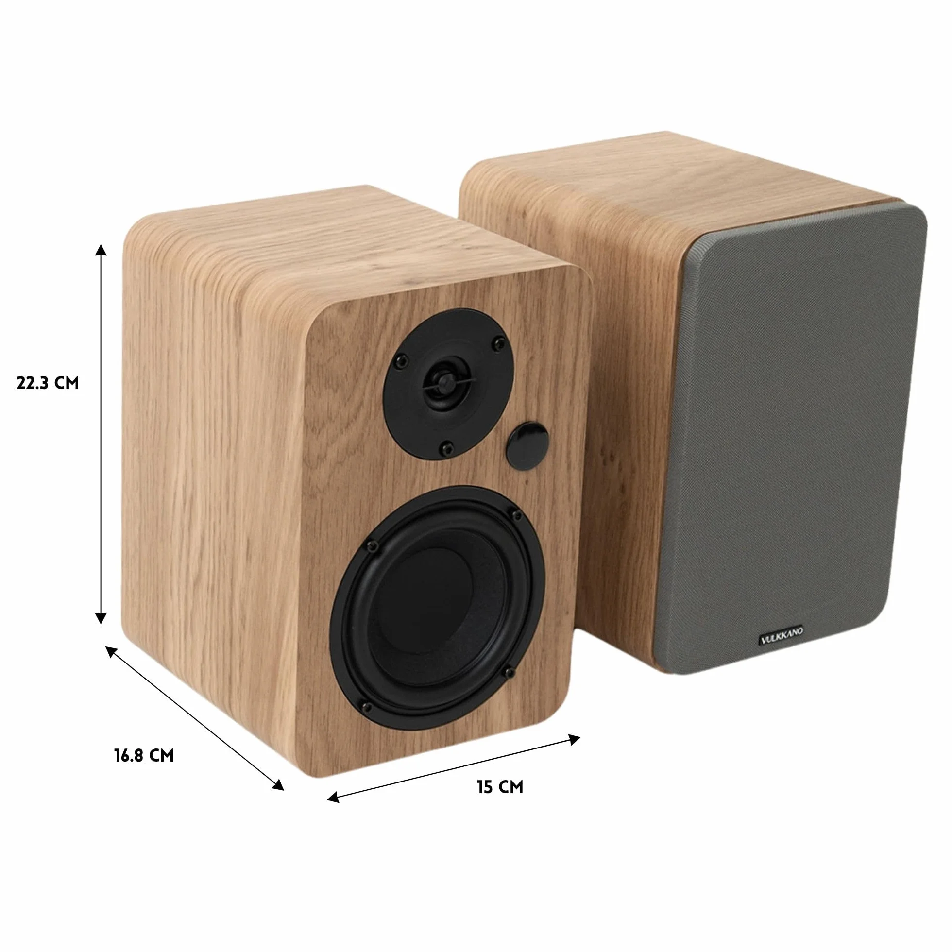 VULKKANO A4 ARC MKII 4-calowy głośnik niskotonowy z głośnikiem niskotonowym, Bluetooth 5.0, HDMI ARC, Optica, RCA, USB, z wyjściem subwoofera, monitory studyjne o eleganckim wyglądzie, kolor brązowy