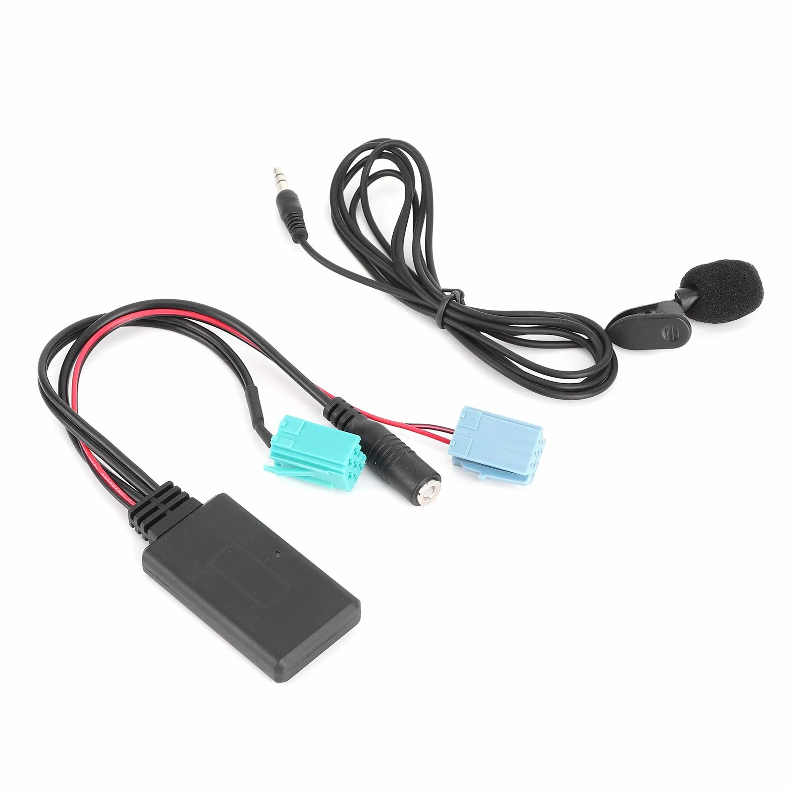 Dioche Adapter audio Bluetooth ABS 6-pinowy kabel audio Bluetooth samochodowy adapter stereo AUX-IN z mikrofonem kompatybilny z/Espace/Megane