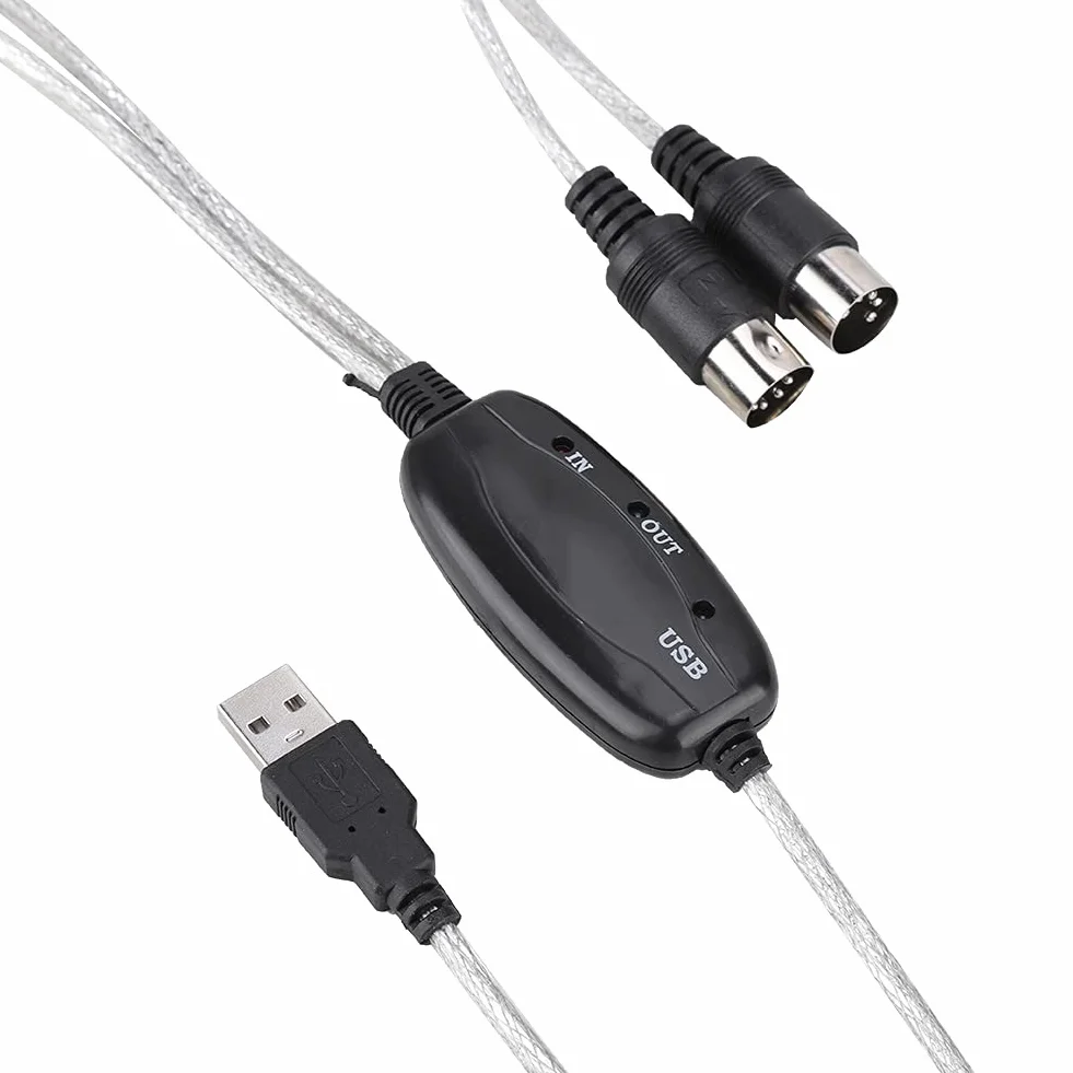 Konwerter Kabla USB MIDI do Edycji Muzyki na Klawiaturze, Przewód Adaptera Interfejsu MIDI z Zasilaniem Przez USB