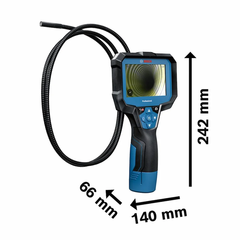 Bosch Professional: Kamera inspekcyjna GIC 12V-4-23 C(długość przewodu: 150 cm, funkcja orientacji Up Indication, wyświetlacz o wysokiej rozdzielczości: ekran 4,3", 800 x 480 px, opakowanie kartonowe)