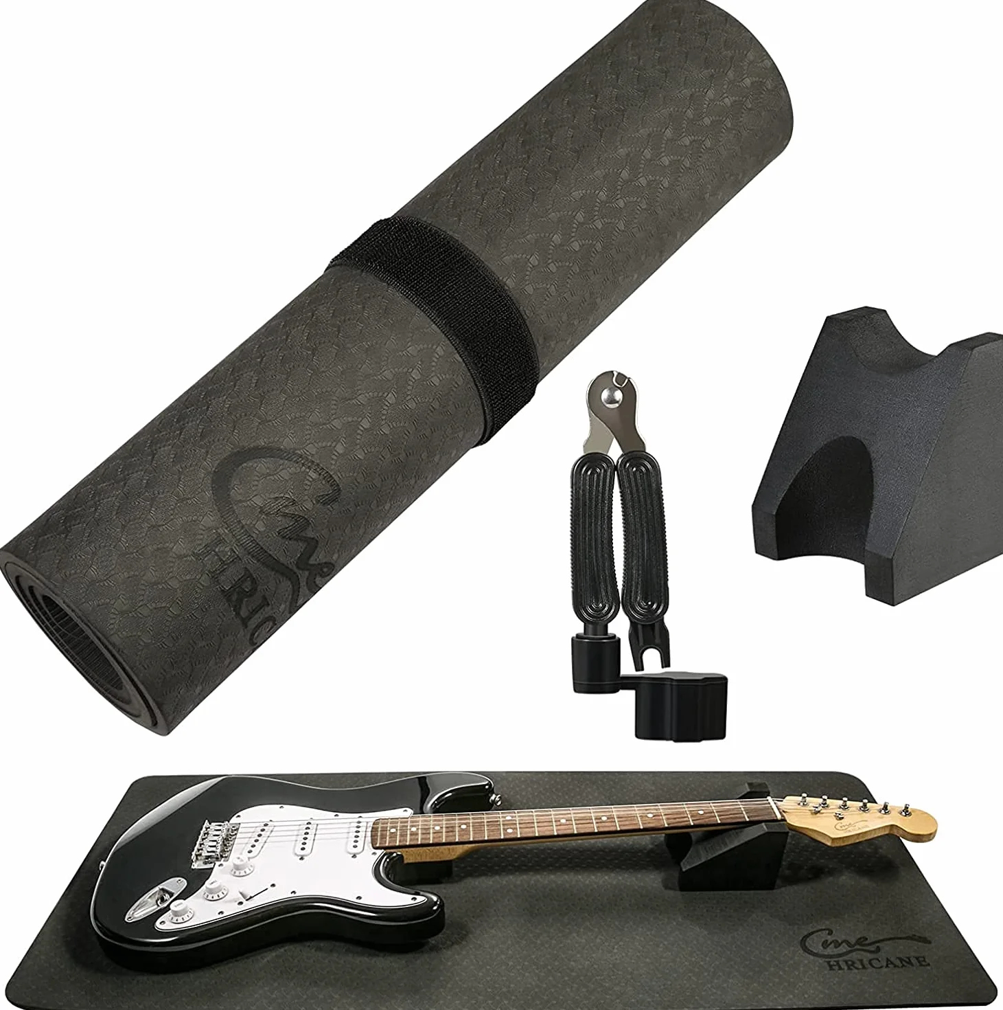 zestaw mat roboczych do gitary + poduszka pod szyjkę gitarową, narzędzie do budowania gitary + wymiana strun i obcinak strun, gitara, stacja robocza, pielęgnacja instrumentów strunowych