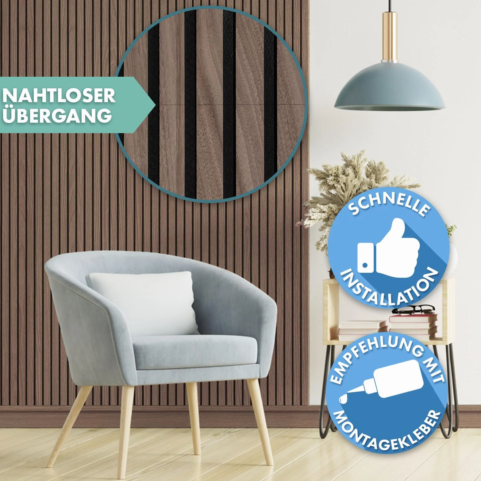Floordirekt Panele akustyczne, panele ścienne z fornirem z prawdziwego drewna zapewniają przyjemną akustykę pomieszczenia, ściana lamelowa, drewno i filc, okładziny ścienne jako izolacja akustyczna,