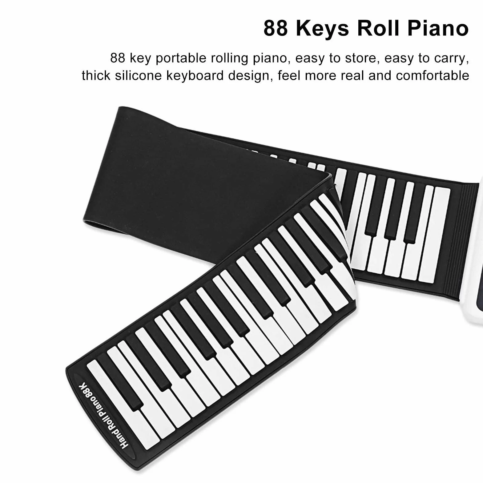 88 Klawiszy Roll Piano, Silikonowy ABS Składany Elektryczny Pianino Ręczne z grubszą klawiaturą 128 Rytmów