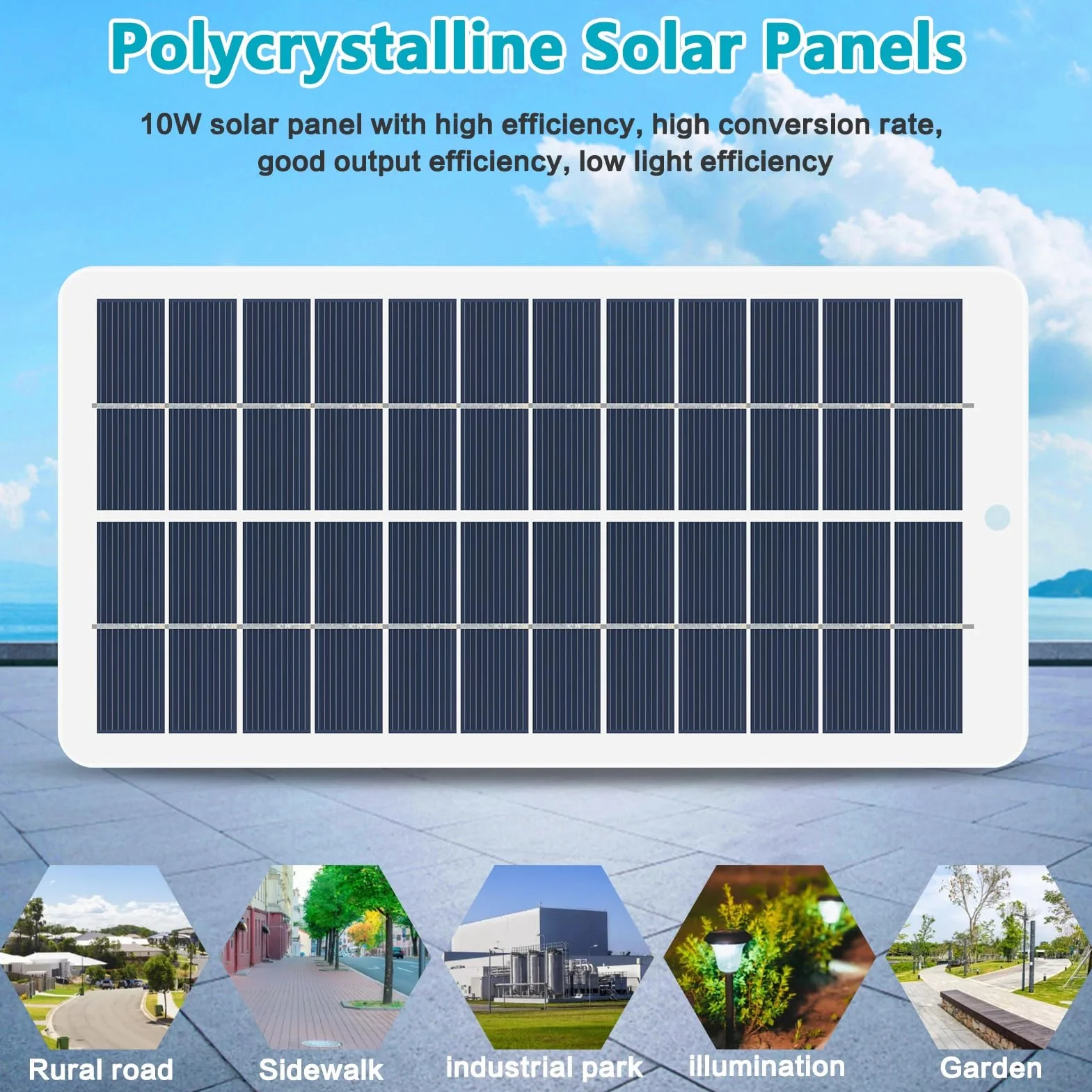 DEWIN Mini panel słoneczny, 5 W, przenośny polikrystaliczny panel słoneczny 12 V, ogniwa słoneczne, ładowarka do akumulatora DC 5,5 V, przyłącze do balkonu ogrodowego na zewnątrz, lampa solarna do