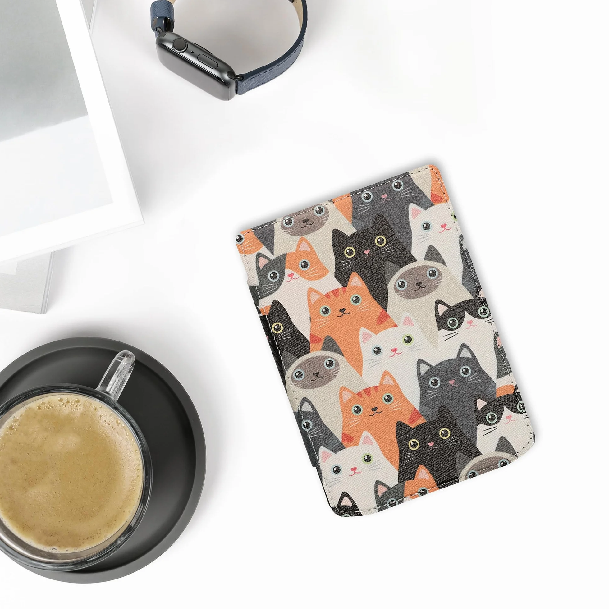 kwmobile Etui kompatybilne z Pocketbook Verse/Verse Pro/Verse Color/Vivlio Light/Light HD Etui - Skórzane etui z klapką i magnetycznym zamknięciem - Kocięta