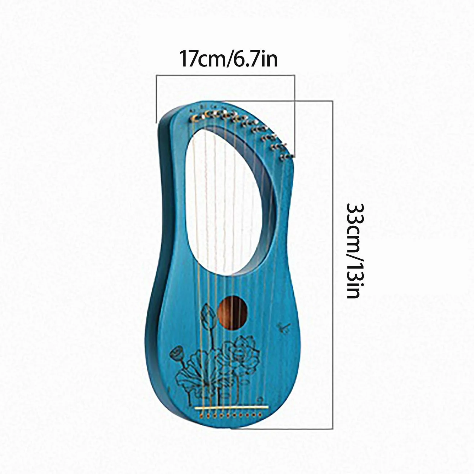 Harfa Lirowa 10, 16,19 Strun Przenośna Lyre Harfa Profesjonalna Mahoniowy Korpus Wzorzysty Instrument Muzyczny Dla Dorosłych Dzieci Początkujących Gig(10-string - curry)