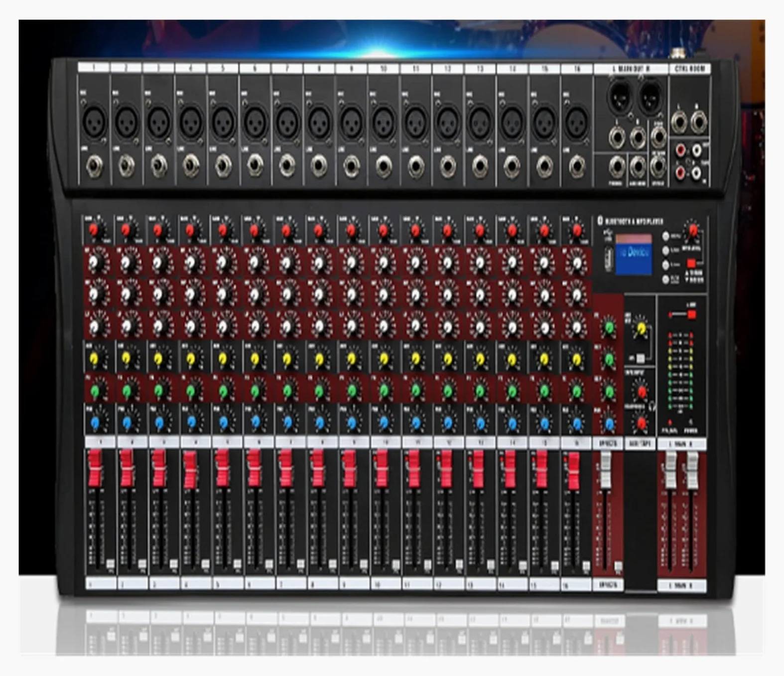Mikser audio, 16 kanałów profesjonalne studio mikser USB DJ konsola miksująca dźwięk Phantom Powers wzmacniacz monitora do gitar, basu, klawiatur