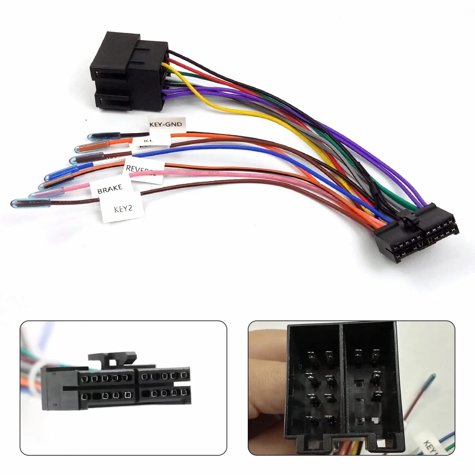 1 sztuka 20-pinowego adaptera kablowego ISO, adapter wiązki kabli 20-pinowy ISO do samochodowego radia Adapter uniwersalny, zamiennik, kabel do kompatybilnego z liniami sterowania wstecznego i
