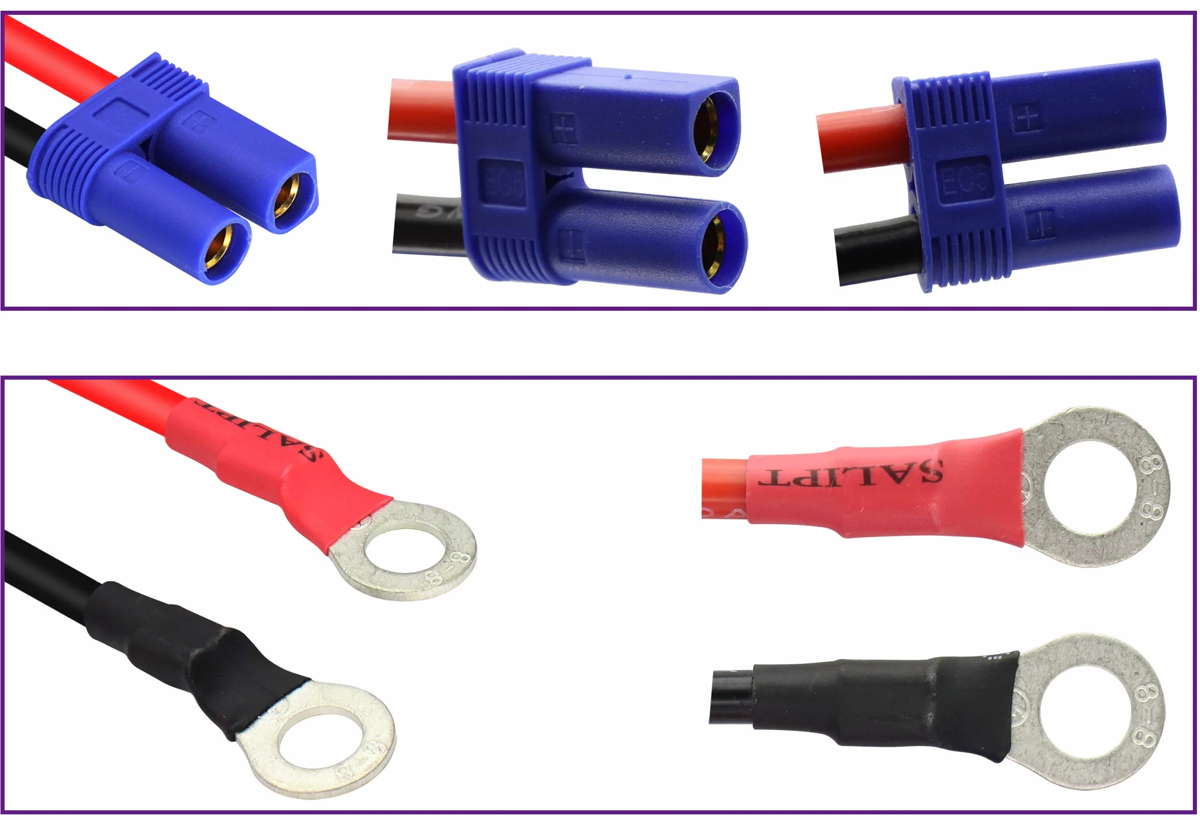 EC5 na kabel adaptera zacisku O-ring, EC5 żeński na oczko oczko, złącze przedłużające 10AWG, RC ESC, ładowarka boczna (40 cm)