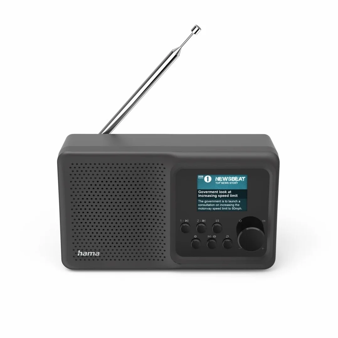 Hama Radio cyfrowe i internetowe z wyświetlaczem (z DAB/DAB+, FM, CD/MP3, Bluetooth 5.0, mono) szare