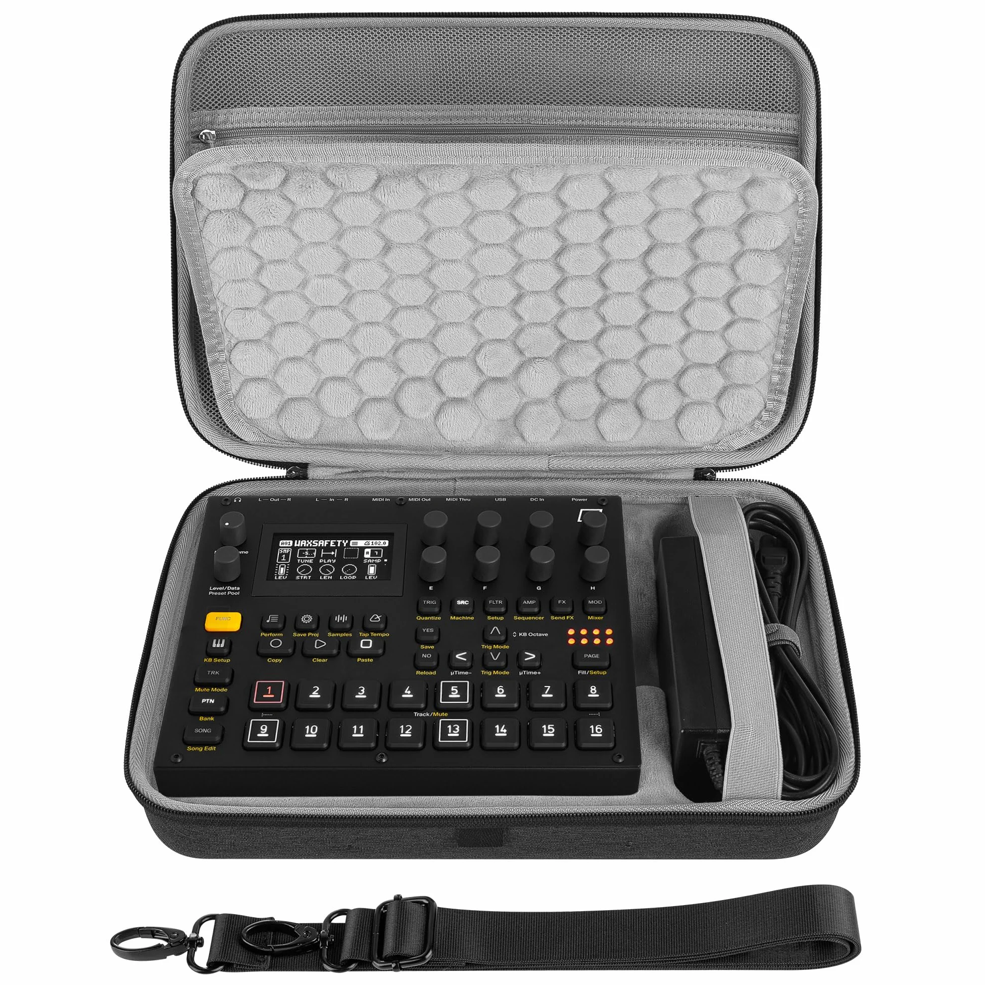 GEEKRIA Etui do przenoszenia interfejsu audio, kompatybilne z Elektron Digitakt II/Digitone II/Syntakt 12 / Analog Heat MKII/Hard Shell torba podróżna (ciemnoszara)